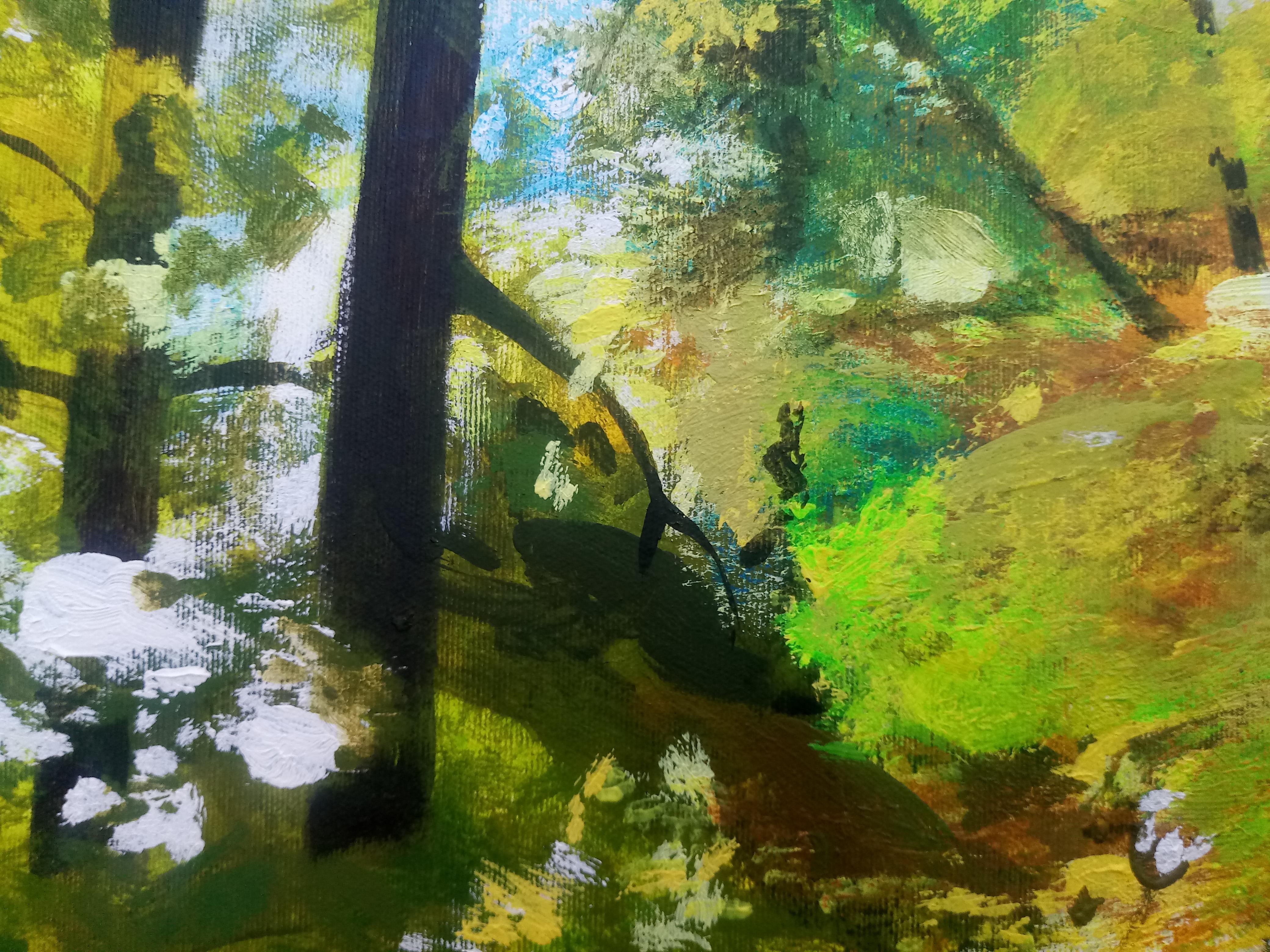 Beech Forest - Contemporary Figurative Joyfull Landscape Painting, XL Format For Sale 4