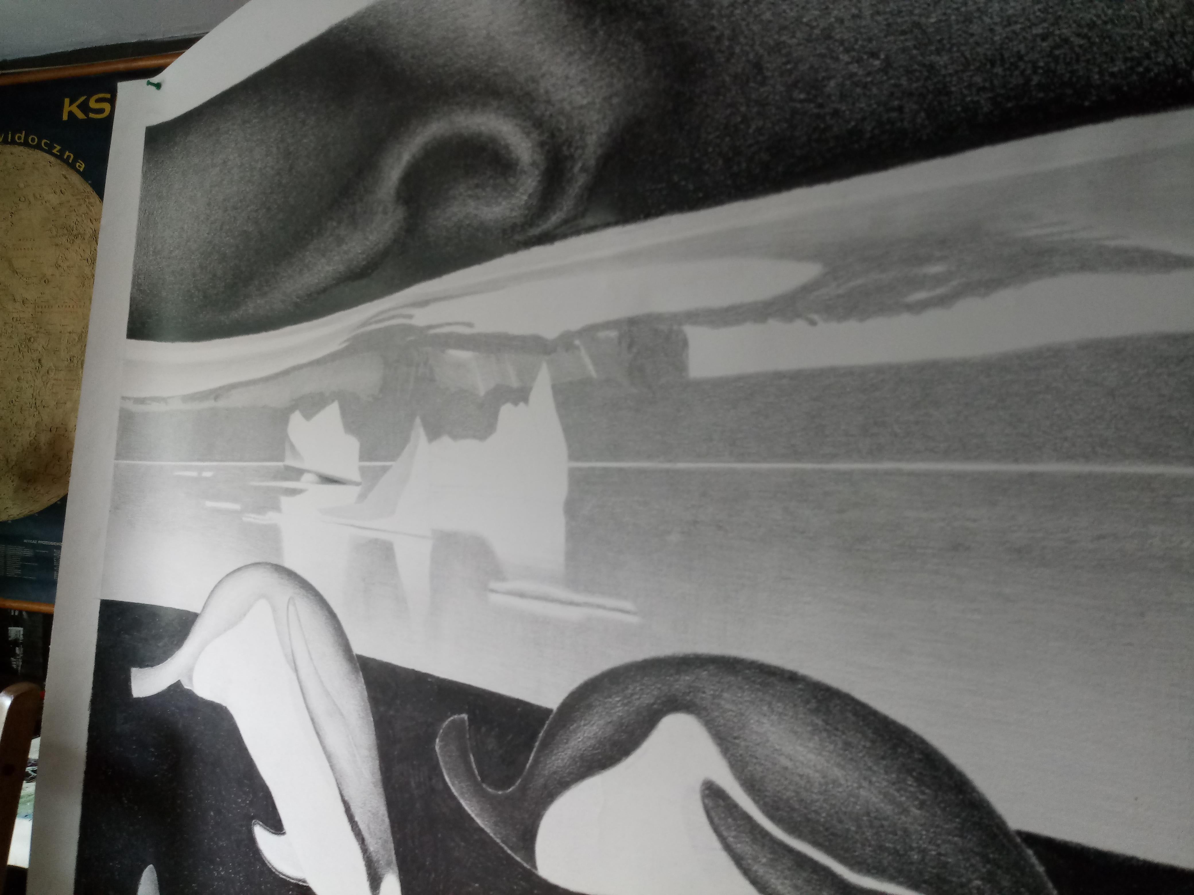 Penguins - Contemporary Figurative Elaborate Large Format Drawing For Sale 12