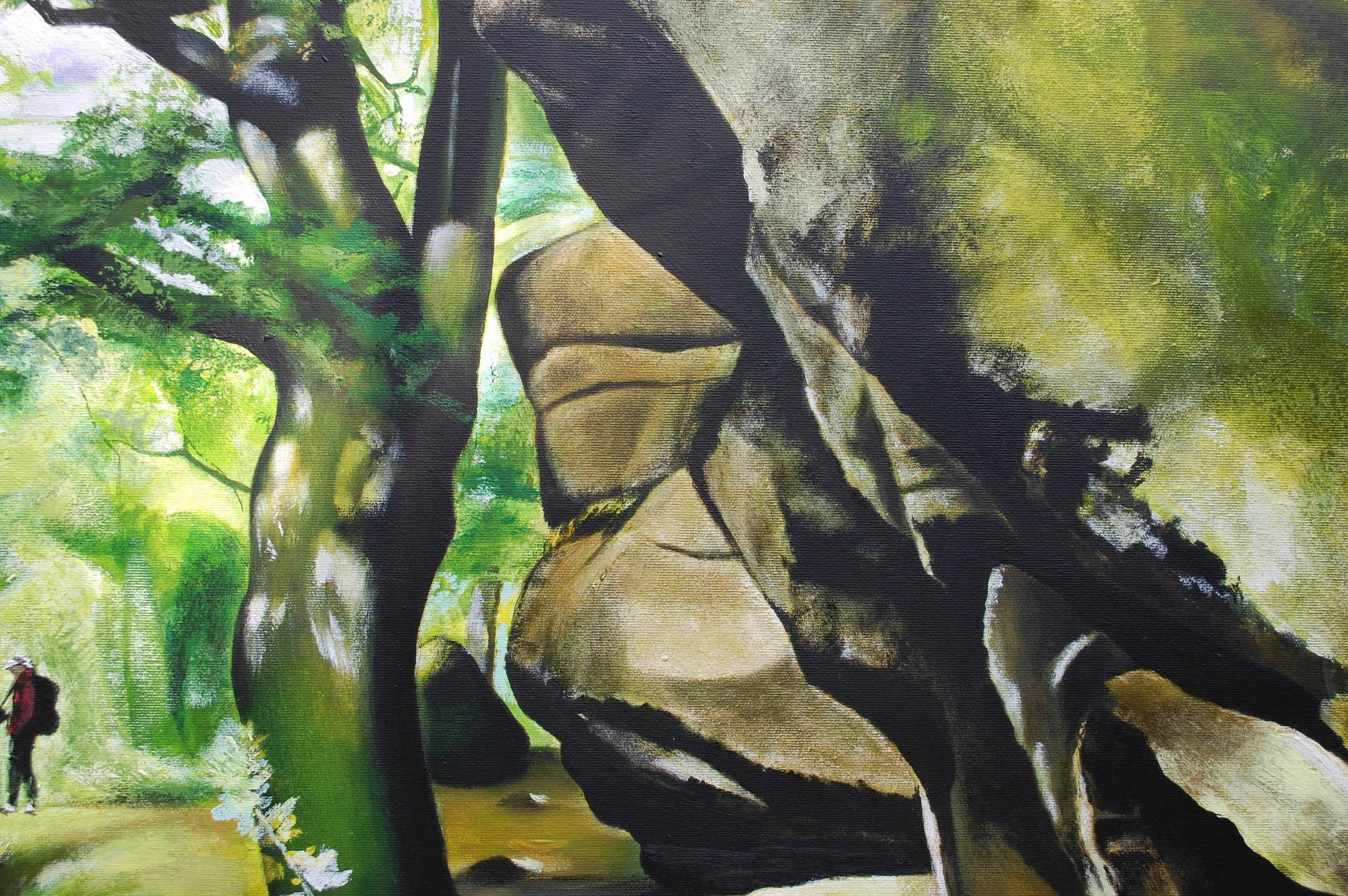Rocks - Peinture figurative contemporaine de nature, grand format  en vente 8