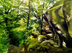 Rocks - Peinture figurative contemporaine de nature, grand format 