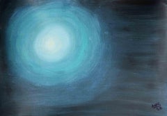 Dipinto acrilico “Blue Light”, astratto contemporaneo, firmato, 2010+
