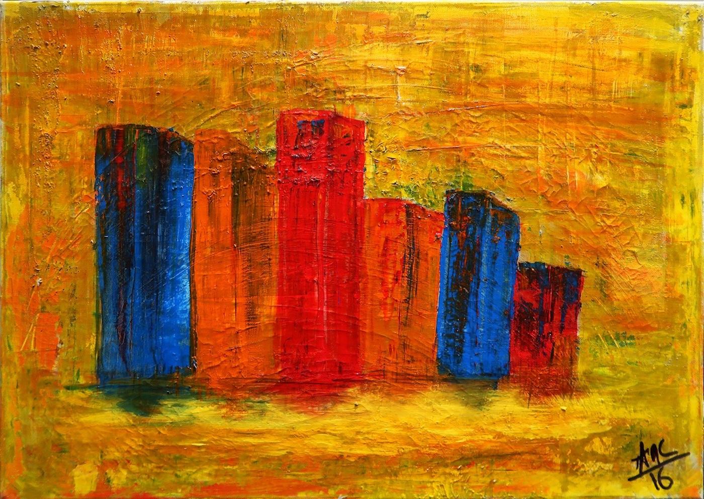 Anna Maria Caboni Abstract Painting - City 2 - Acrylic by A.M. Caboni - 2016