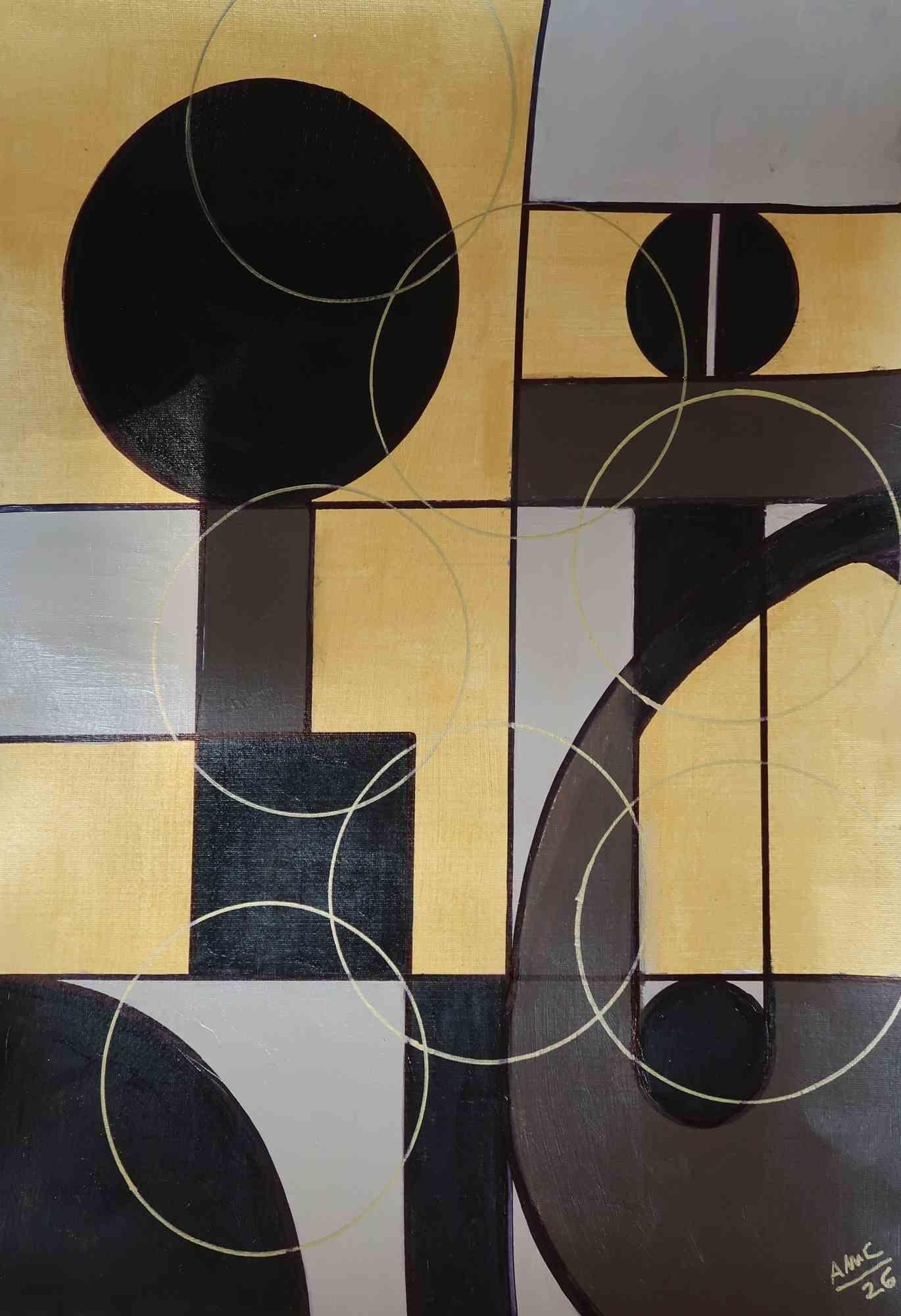 Geometry 4 Acrylic Painting, Contemporary Abstract, Signed, 2010+
