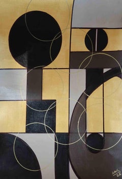 « Geometry 4 » – Peinture acrylique, art abstrait contemporain, signée, 2010+