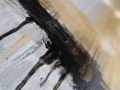 Peinture abstraite dorée, acrylique sur toile, contemporaine, signée