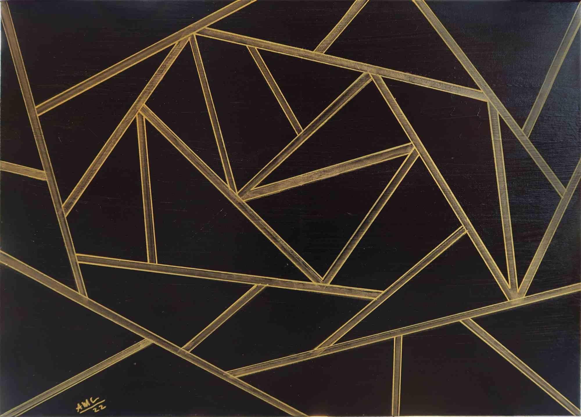 Golden Black - Acrylic by A.M. Caboni - 2022 - Contemporary Painting by Anna Maria Caboni