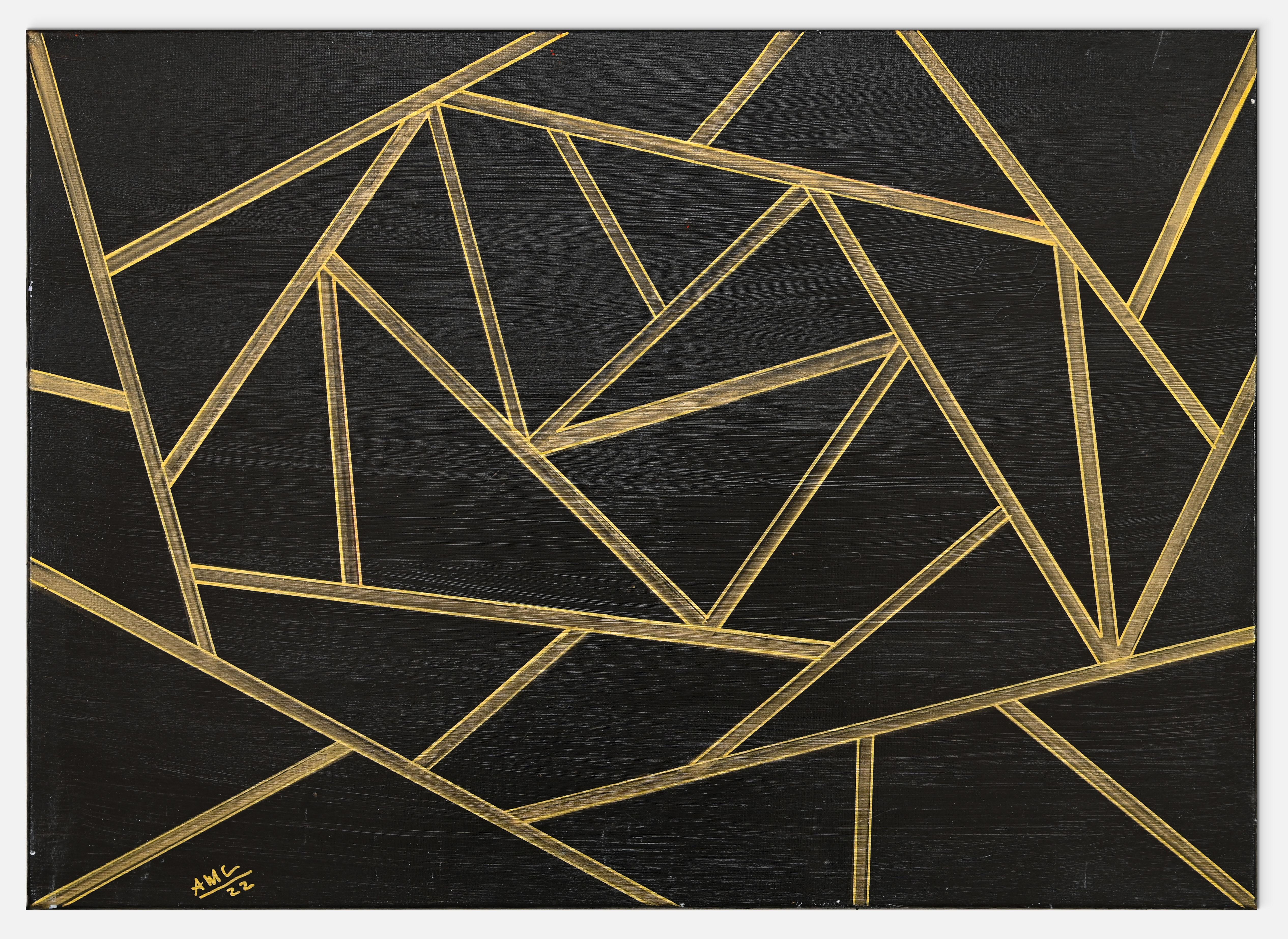 Anna Maria Caboni Abstract Painting - Golden Black - Acrylic by A.M. Caboni - 2022