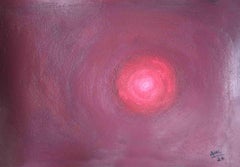 Red Light Acrylic Painting, Contemporary Abstract, Signed, 2010+