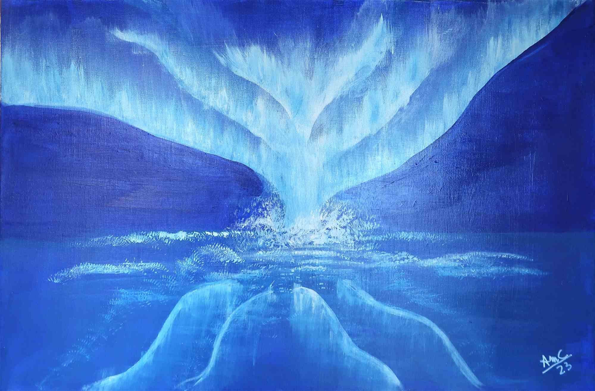 Sea is a wonderful painting by the Italian artist Anna Maria Caboni.

This painting, combining a figurative seascape with abstract elements, depicts an outburst in the middle of an infinite ocean that summons unearthly creatures in a fascinating