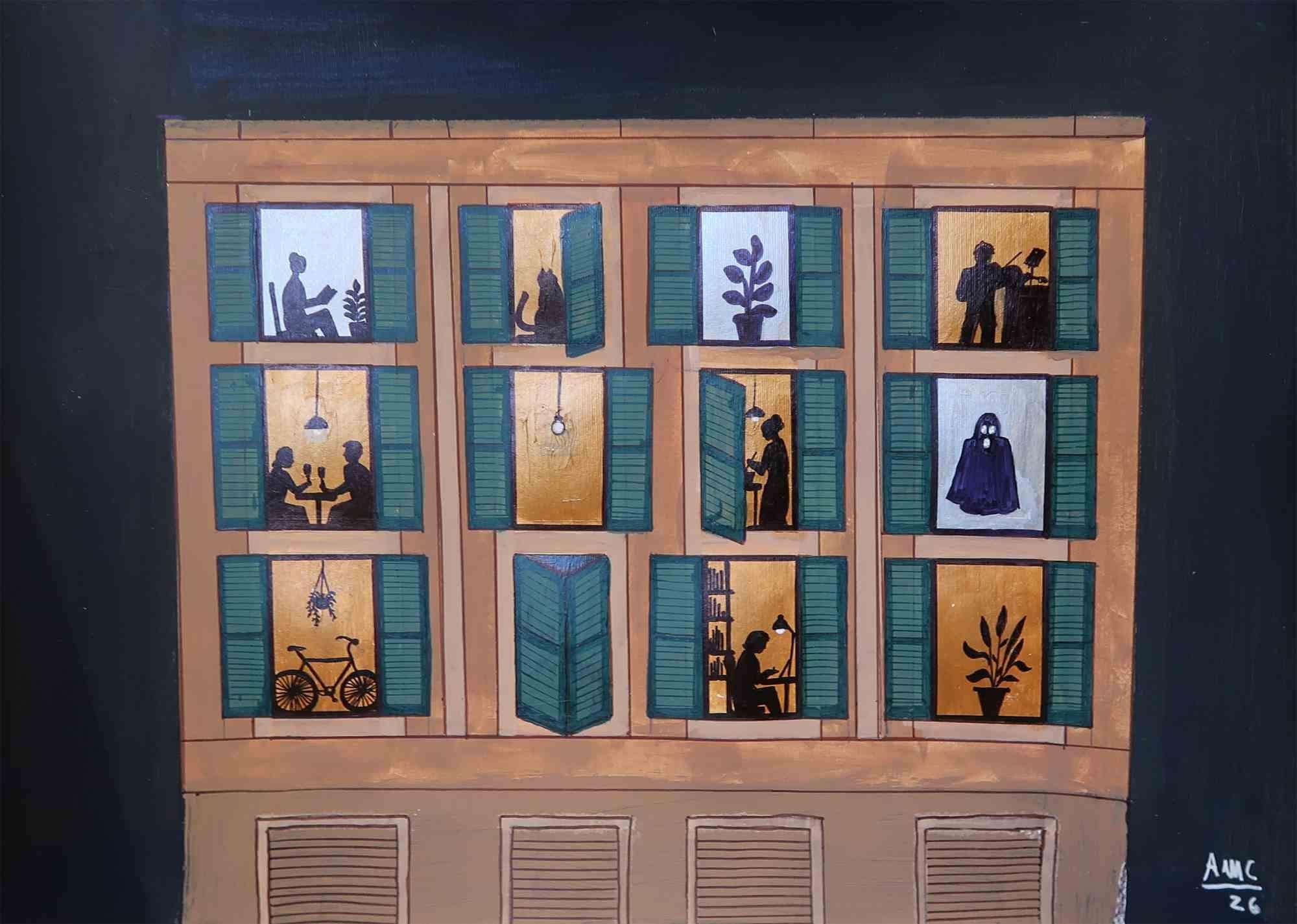 Abstract Painting Anna Maria Caboni - Peinture acrylique « The Palace », style contemporain, signée à la main, 2010+