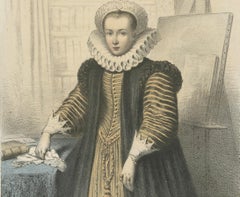 Anna Maria Schuurmans – Dutch Scholar & Artist, Hand-Colored Lithograph, ca.1850