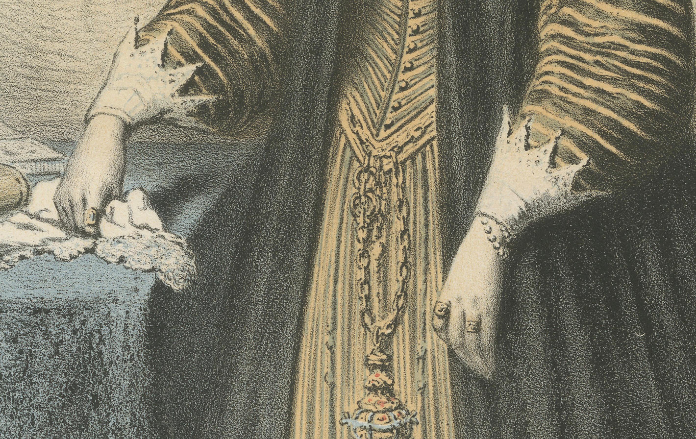 Mid-19th Century Anna Maria Schuurmans – Dutch Scholar & Artist, Hand-Colored Lithograph, ca.1850 For Sale