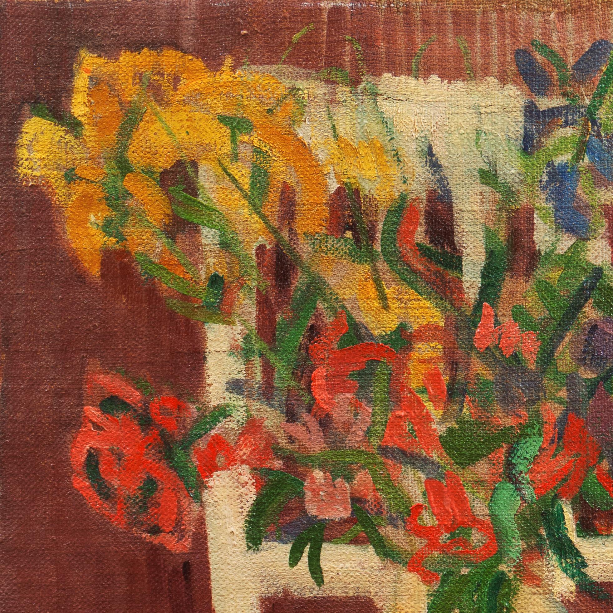 'Still Life of Wild Flowers', Royal Danish Academy, Woman Artist - Post-Impressionist Painting by Anna Marie Lütken