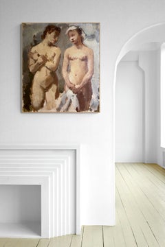 Expressionist Female Nude Study, Oil on Canvas, Latvian School, 1950s