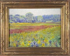 Signed Fox Meadow Oil Painting, 12 x 16 Inches, 20th Century Landscape