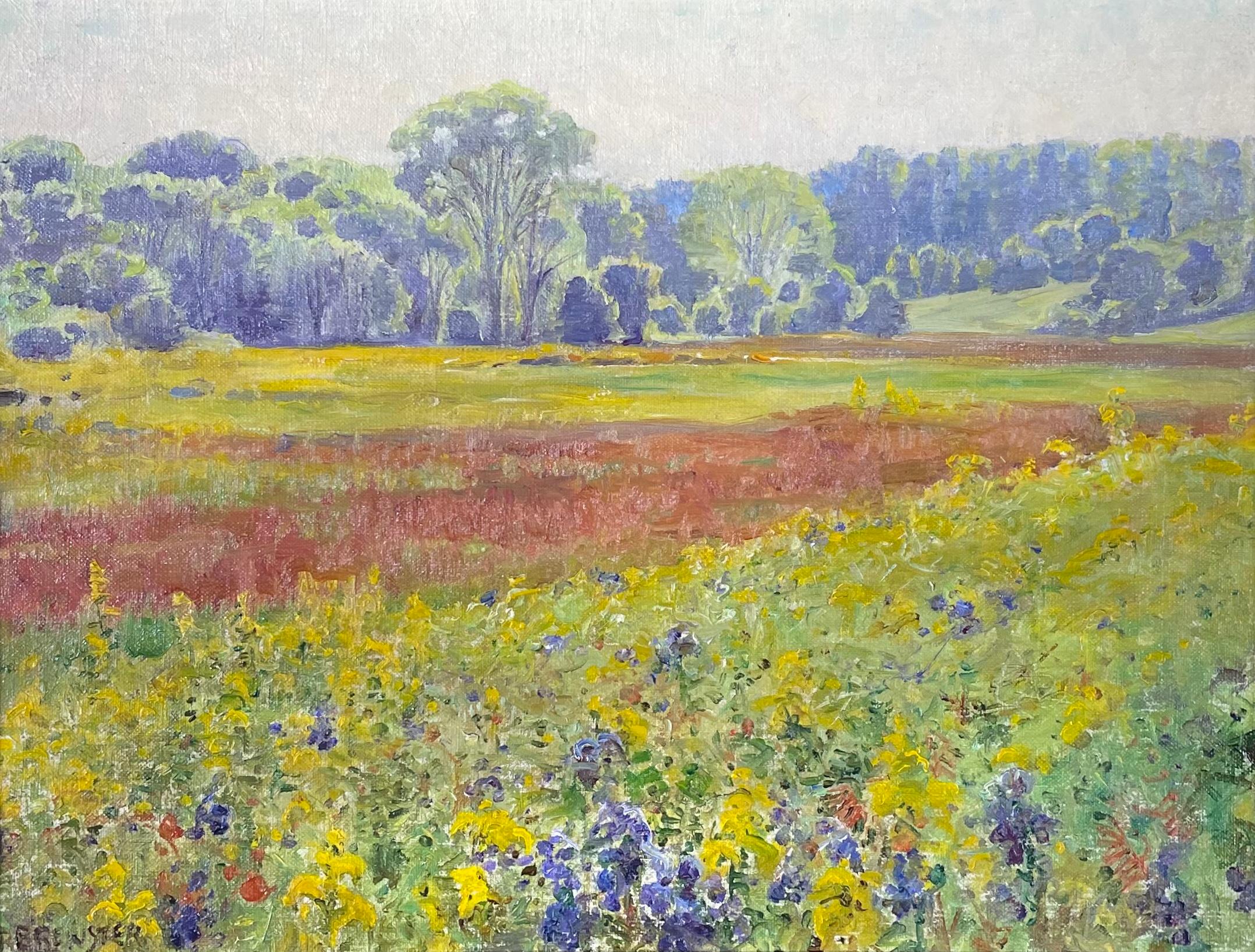 Anna Mary Richards Brewster Landscape Painting - Signed Fox Meadow Oil Painting, 12 x 16 Inches, 20th Century Landscape