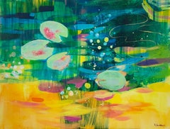 Forest lake - Contemporary Abstract, Acrylics, Bright colors, Vibrant