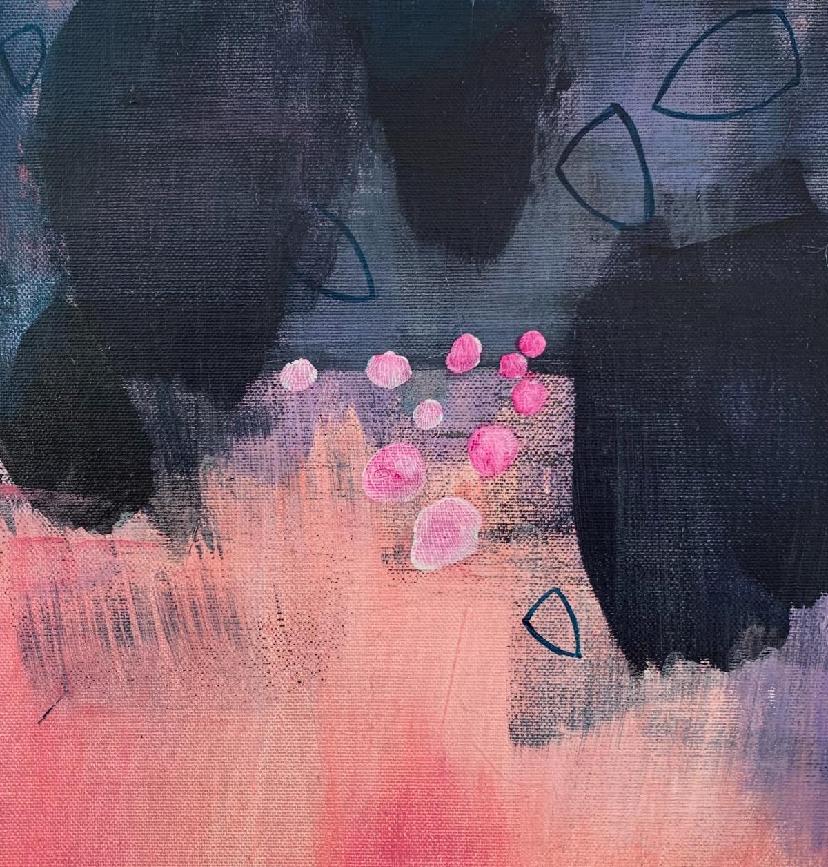 Pink river - 21 Century, Contemporary Abstract, Colorful, Vibrant - Black Abstract Painting by Anna Masiul-Gozdecka