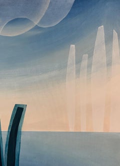 Un lago. Pintura abstracta contemporánea, acrílico sobre lienzo, artista polaco