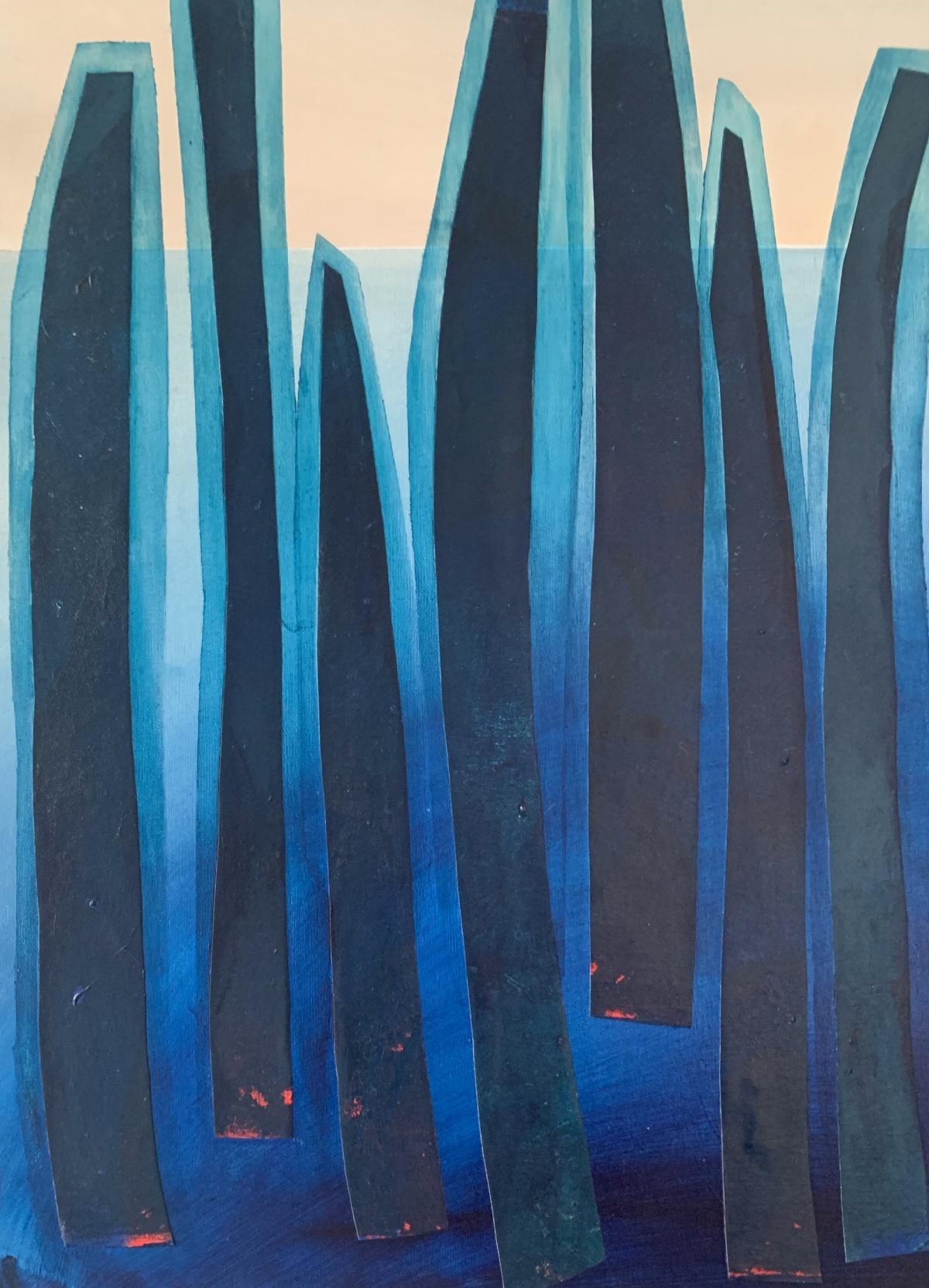 Un lago. Pintura abstracta contemporánea, acrílico sobre lienzo, artista polaco - Abstract Painting Azul de Anna Masiul-Gozdecka