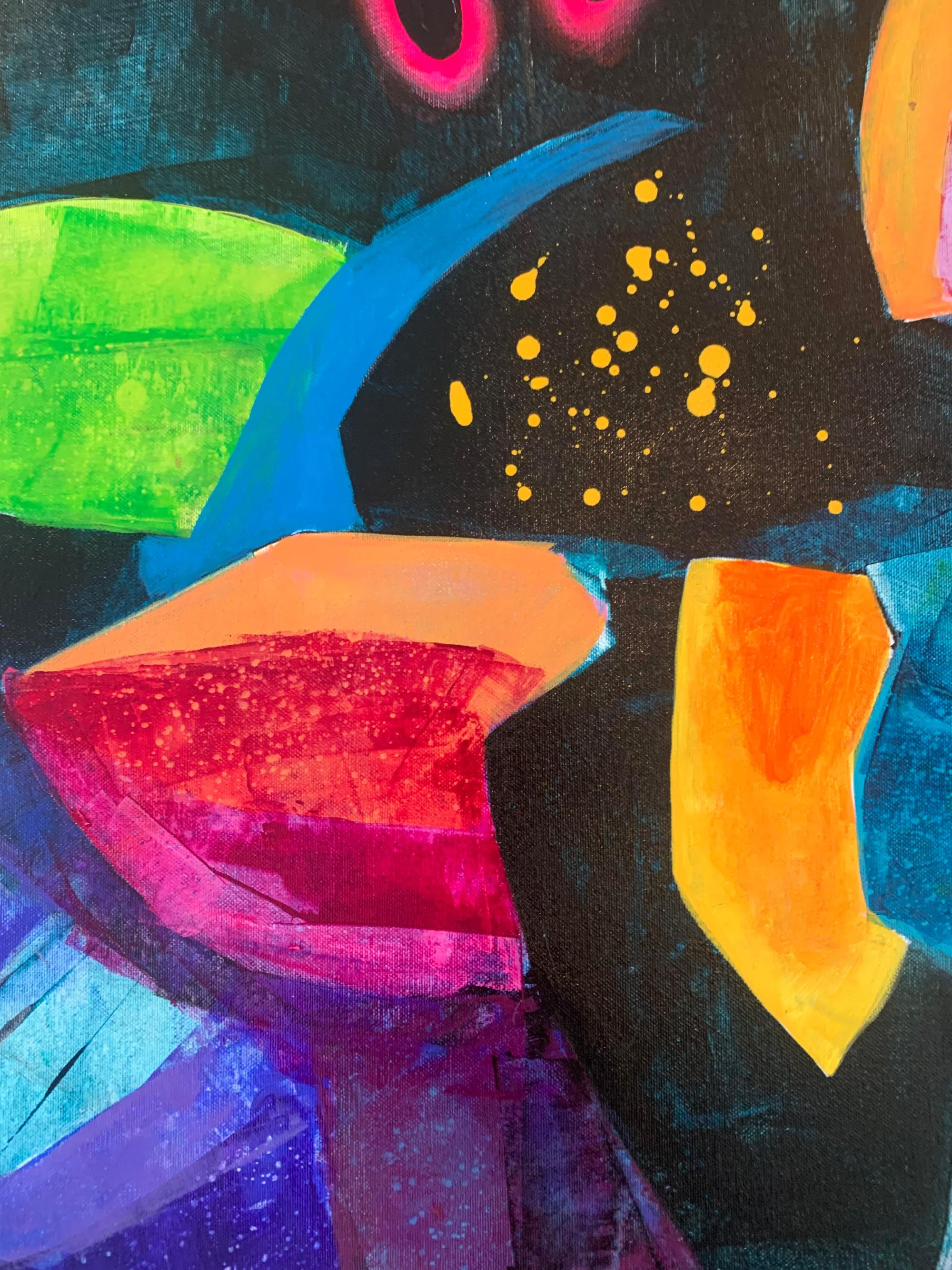 Una noche. Pintura abstracta contemporánea, acrílico sobre lienzo, artista polaco - Painting de Anna Masiul-Gozdecka