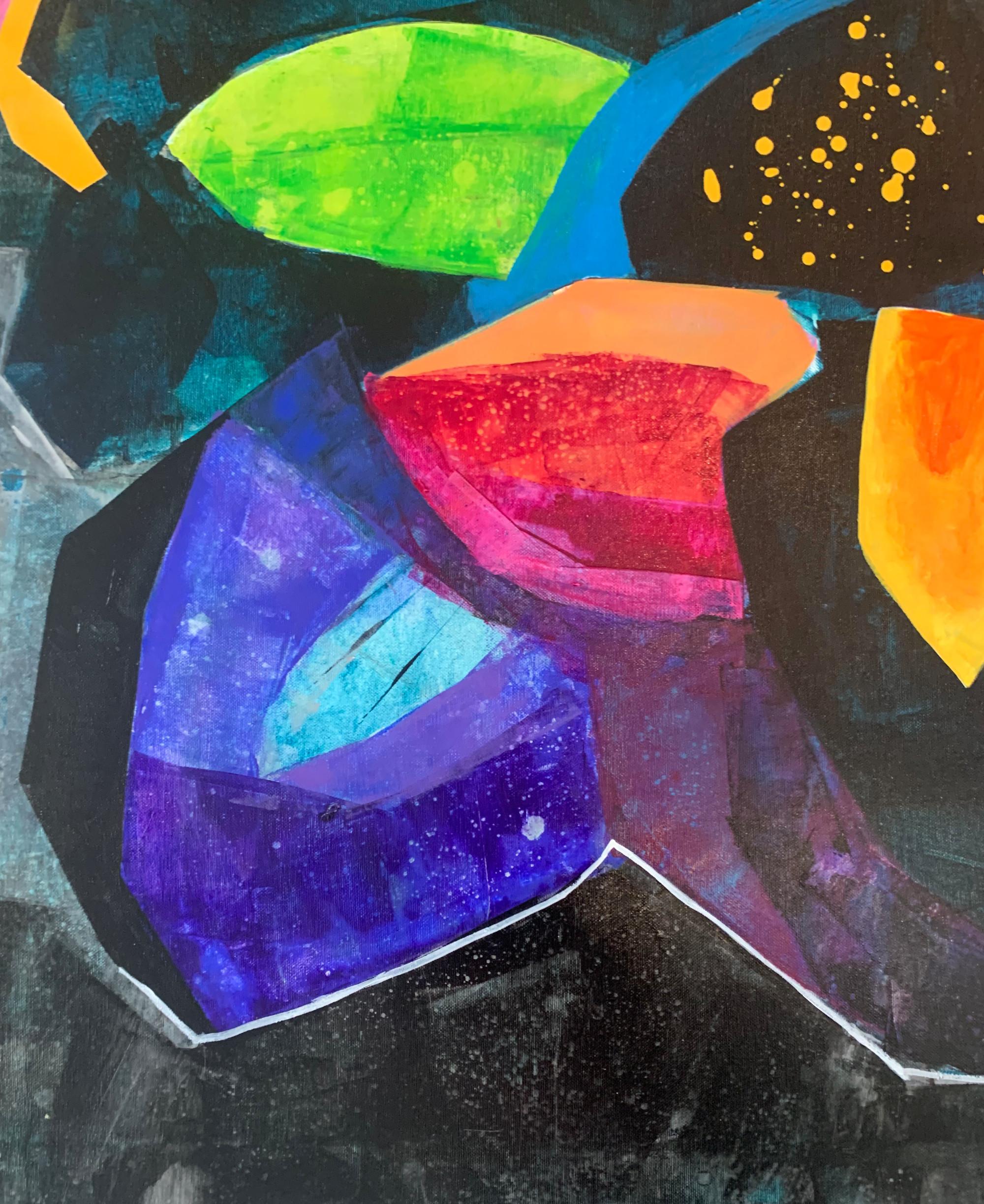 Una noche. Pintura abstracta contemporánea, acrílico sobre lienzo, artista polaco - Painting Contemporáneo de Anna Masiul-Gozdecka