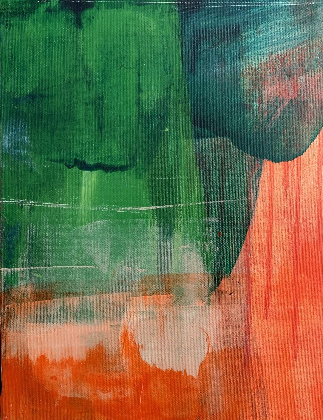 Grüner Wald - Zeitgenössische abstrakte Malerei Acrylfarben, polnischer Künstler – Painting von Anna Masiul-Gozdecka