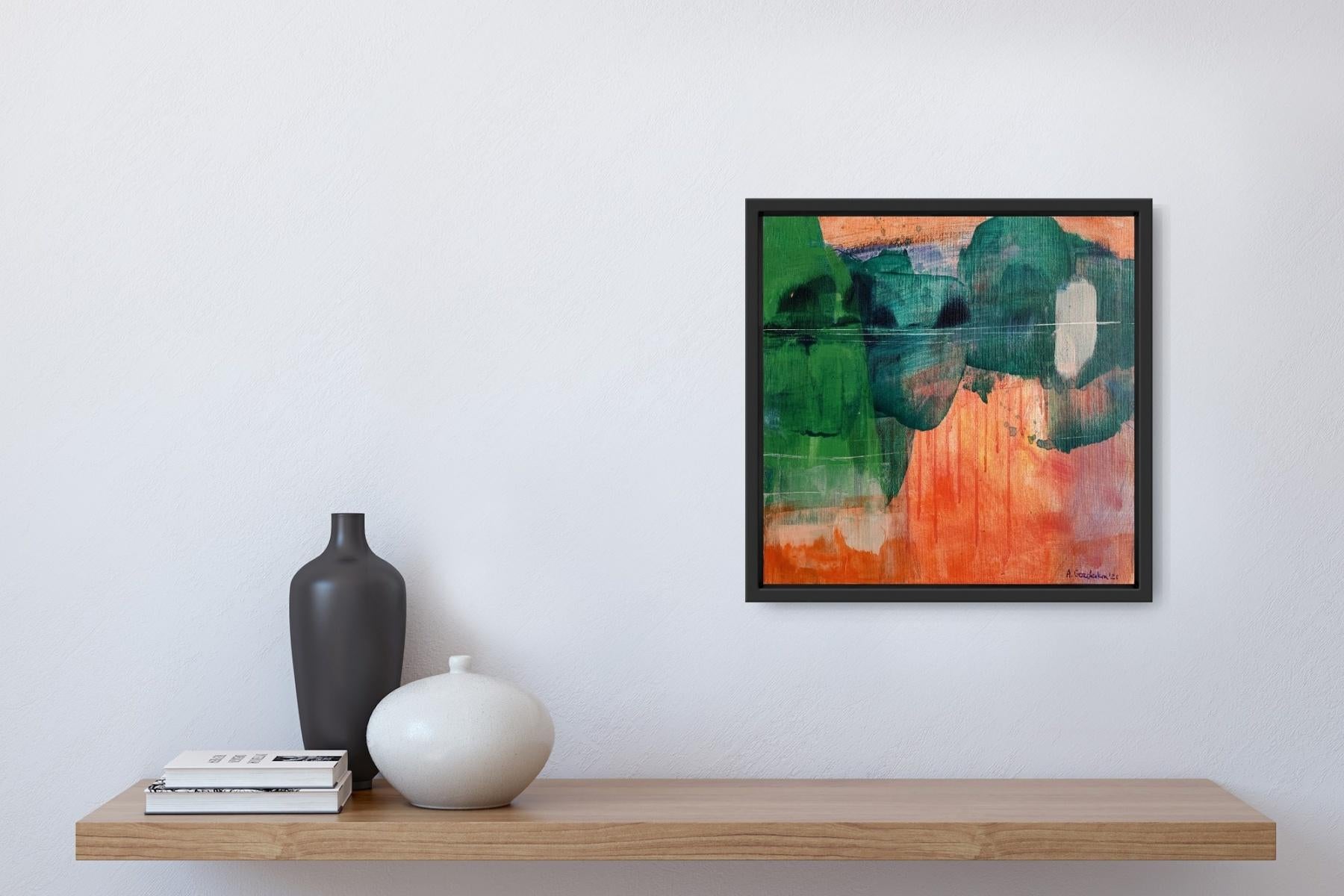 Peinture abstraite contemporaine en acrylique - Forêt verte, artiste polonais en vente 1