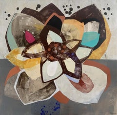Lotus - Contemporary Abstract Painting Acrylics, Polish artist