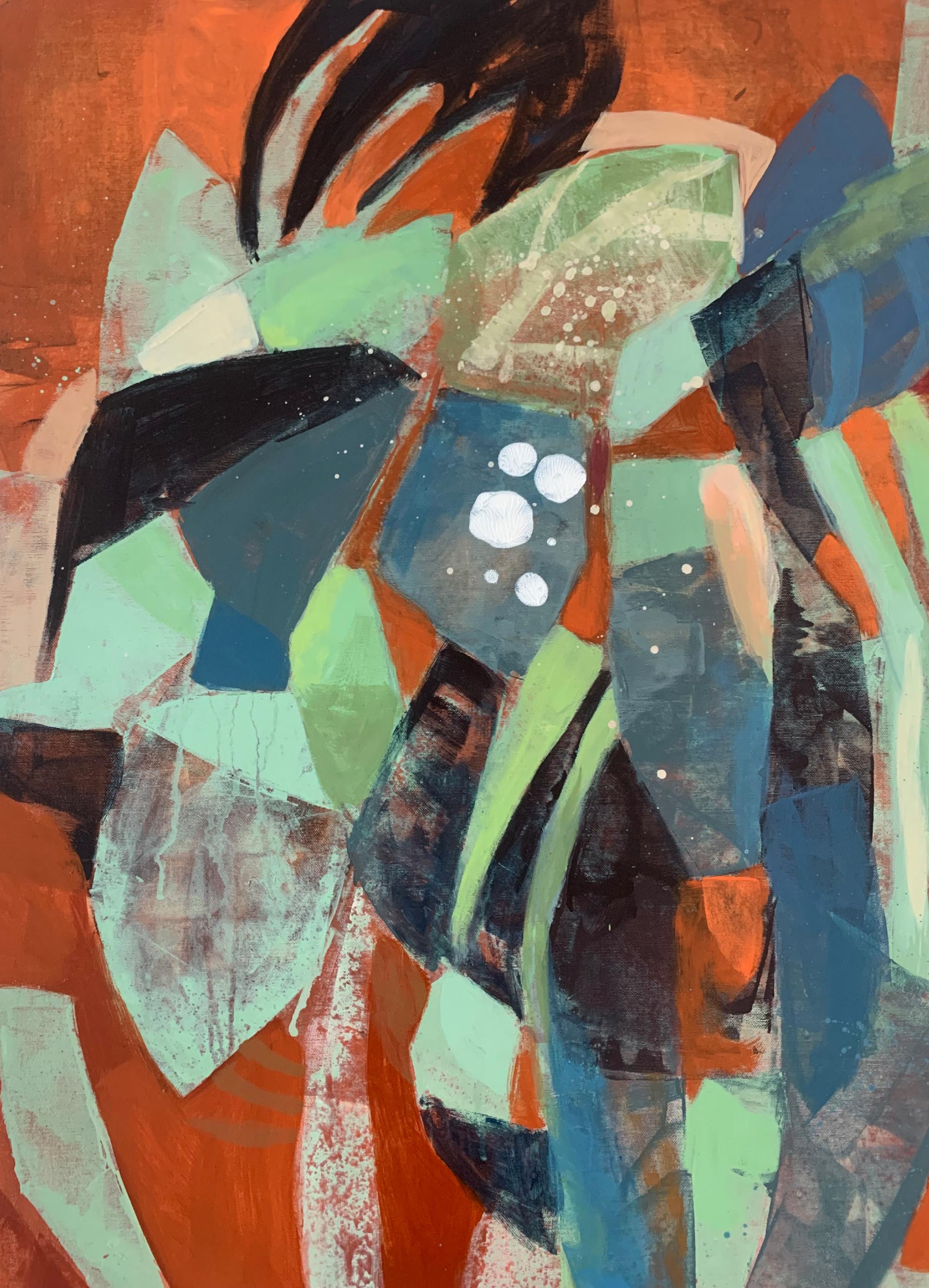 Ramo de marzo. Pintura abstracta contemporánea, acrílico sobre lienzo, artista polaco - Abstract Painting Marrón de Anna Masiul-Gozdecka