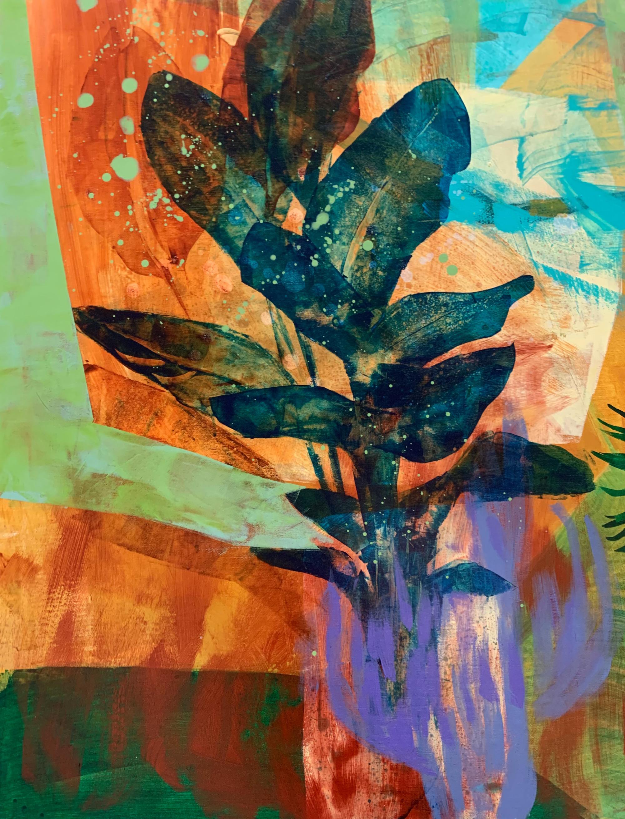 Invernadero. Pintura abstracta contemporánea, acrílico sobre lienzo, artista polaco - Painting de Anna Masiul-Gozdecka