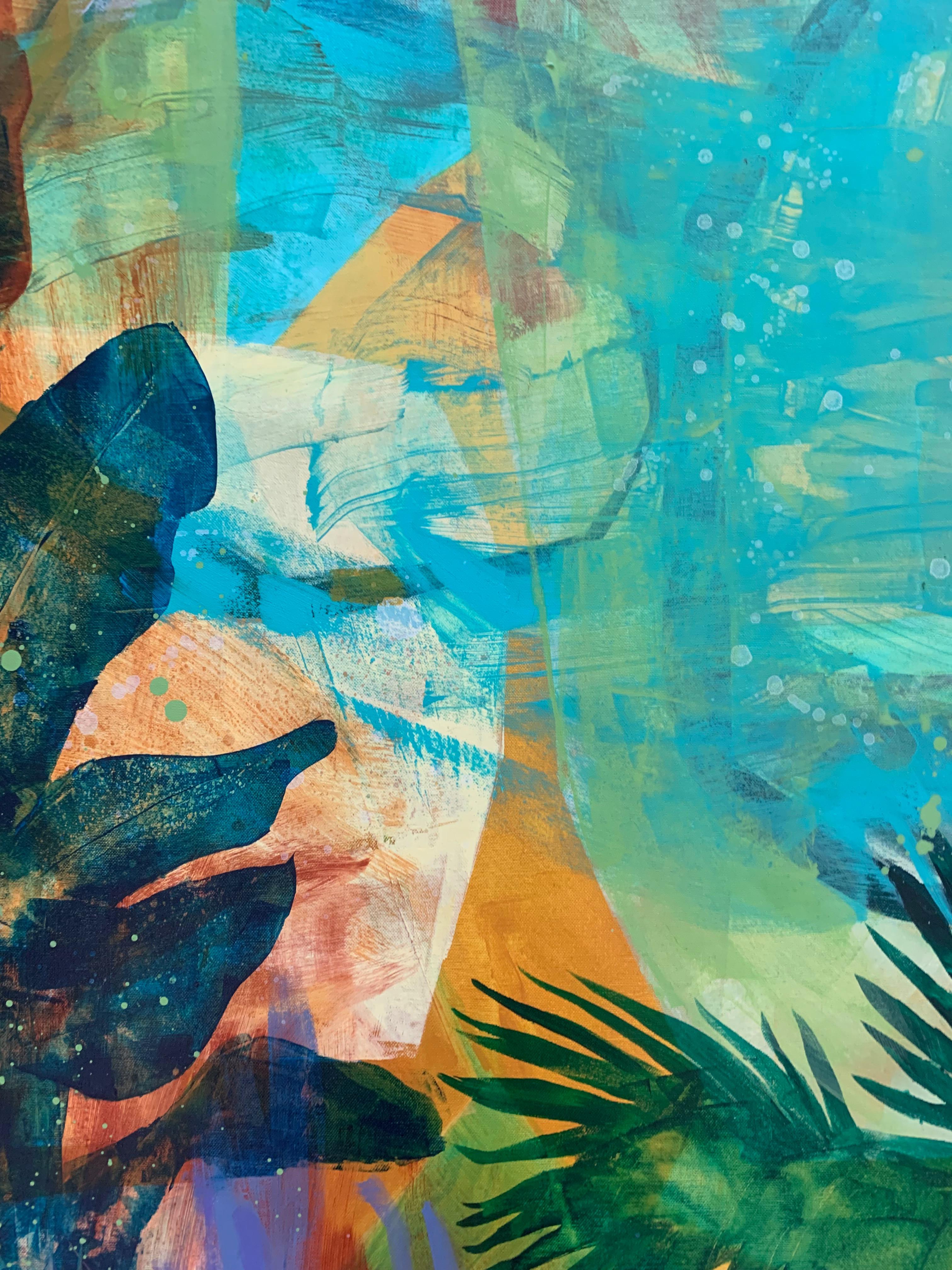 Invernadero. Pintura abstracta contemporánea, acrílico sobre lienzo, artista polaco - Painting Contemporáneo de Anna Masiul-Gozdecka