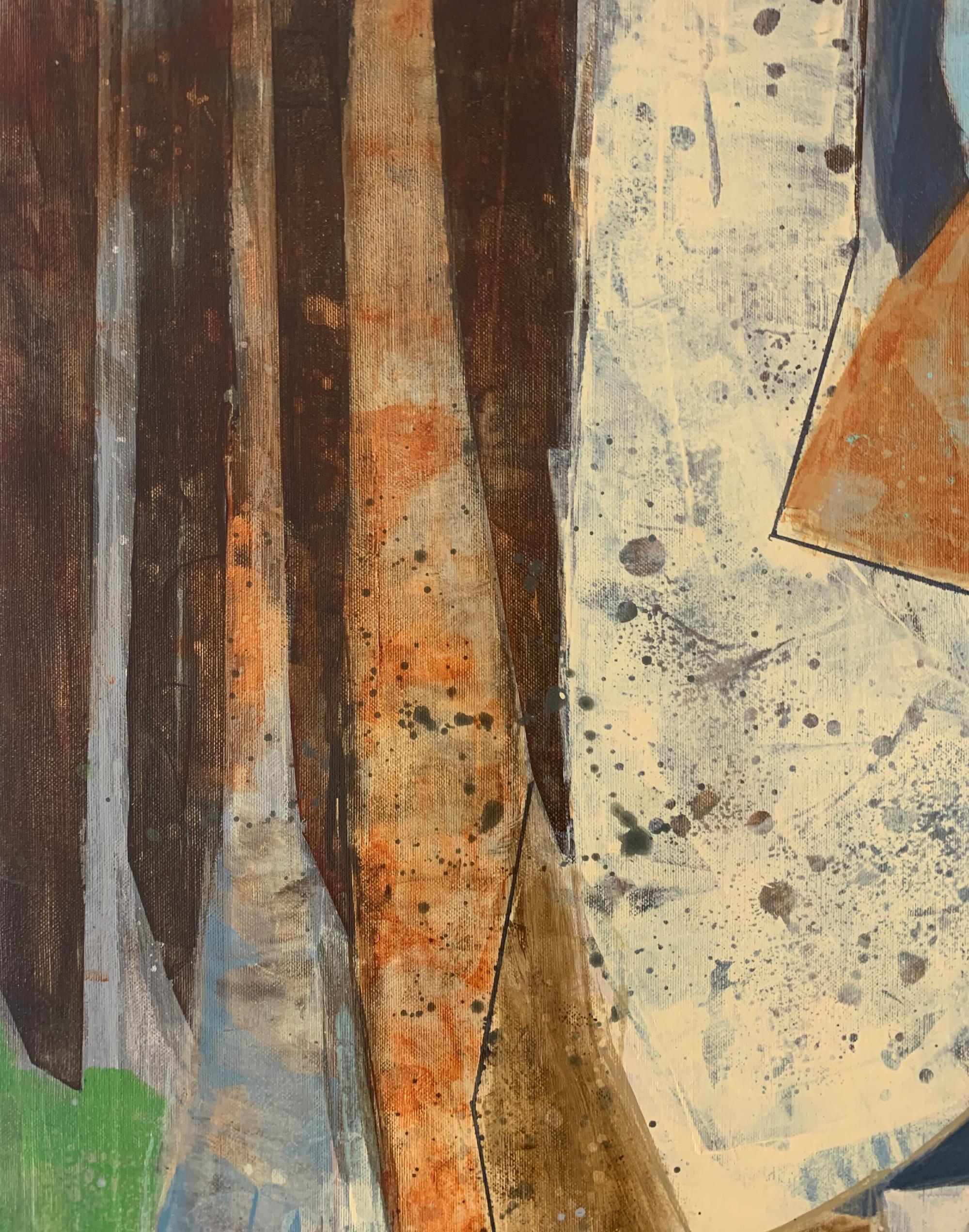Plainair a Nowe Kotlice. Pittura astratta contemporanea Acrilico, arte polacca - Figurative Painting Grigio di Anna Masiul-Gozdecka