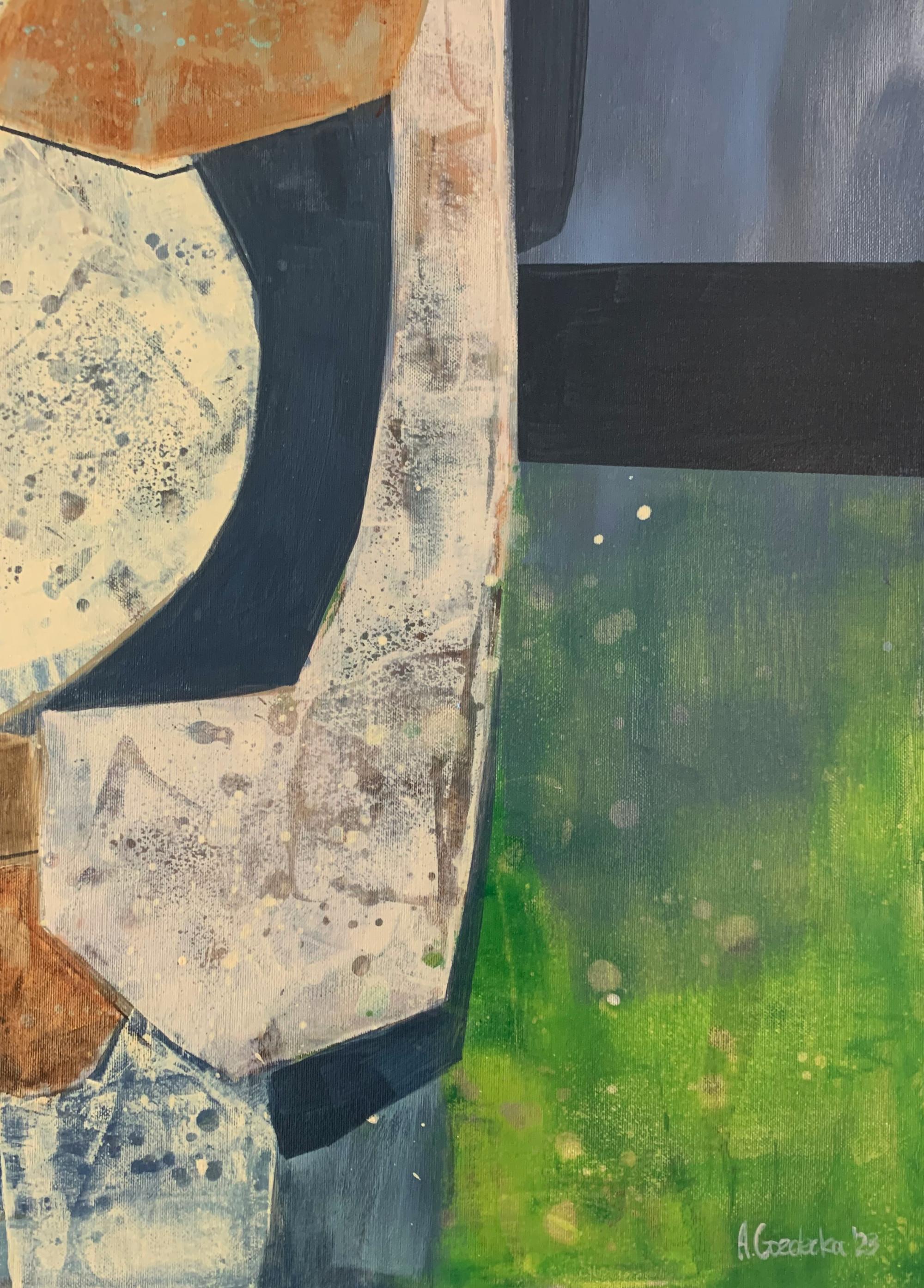 Plainair a Nowe Kotlice. Pittura astratta contemporanea Acrilico, arte polacca in vendita 1