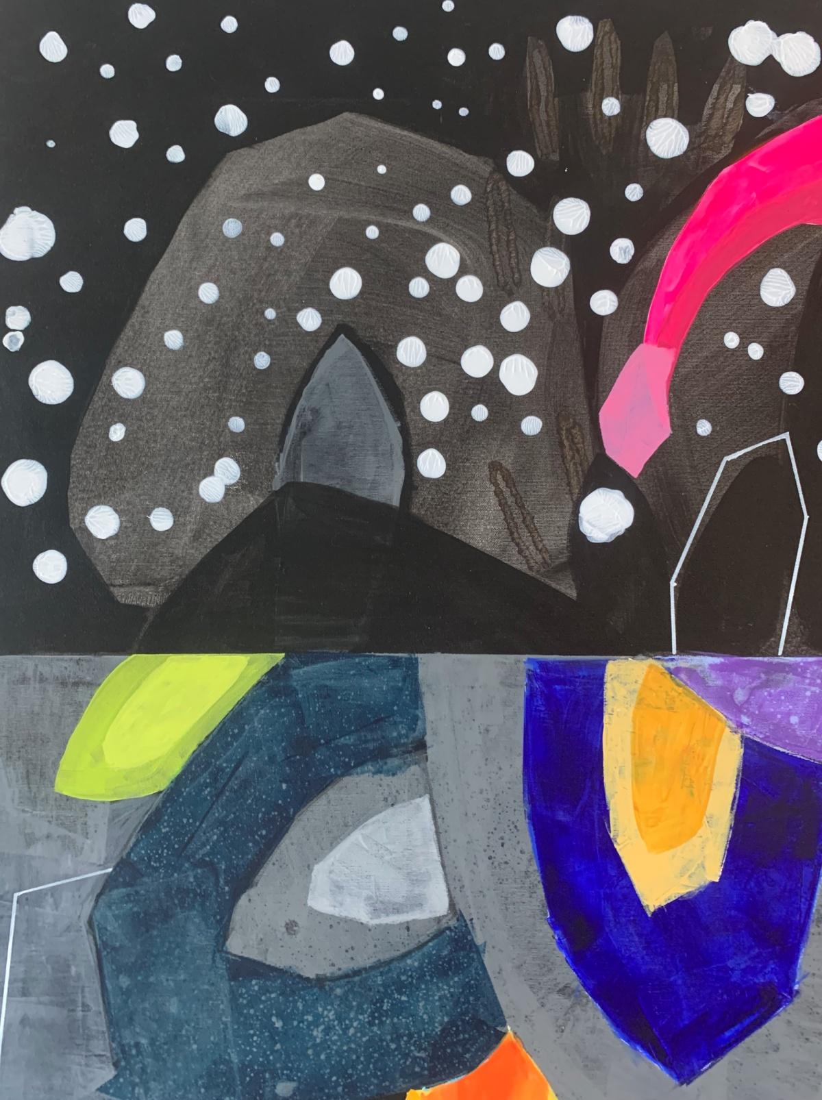 Neige. Peinture abstraite contemporaine, acrylique sur toile, artiste polonais - Contemporain Painting par Anna Masiul-Gozdecka