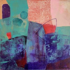 Turqouise shore - Pintura abstracta contemporánea Acrílicos, artista polaco