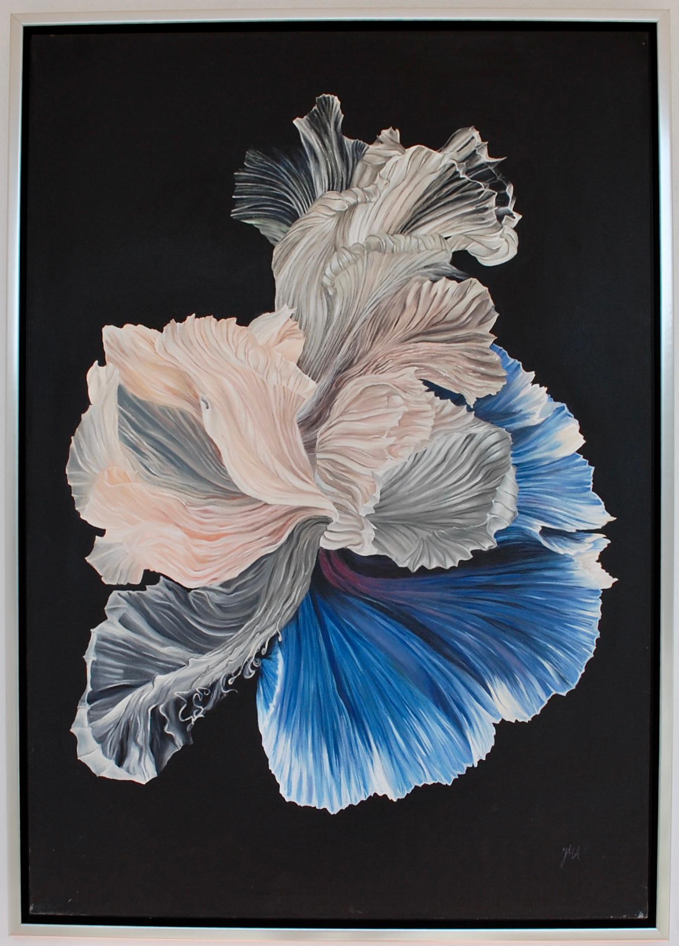 Anna Matuszewska Abstract Painting - Sea Flower Blue and Black Contemporary Abstract 