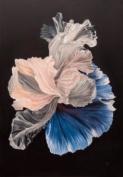 Sea Flower Blue and Black Contemporary Abstract