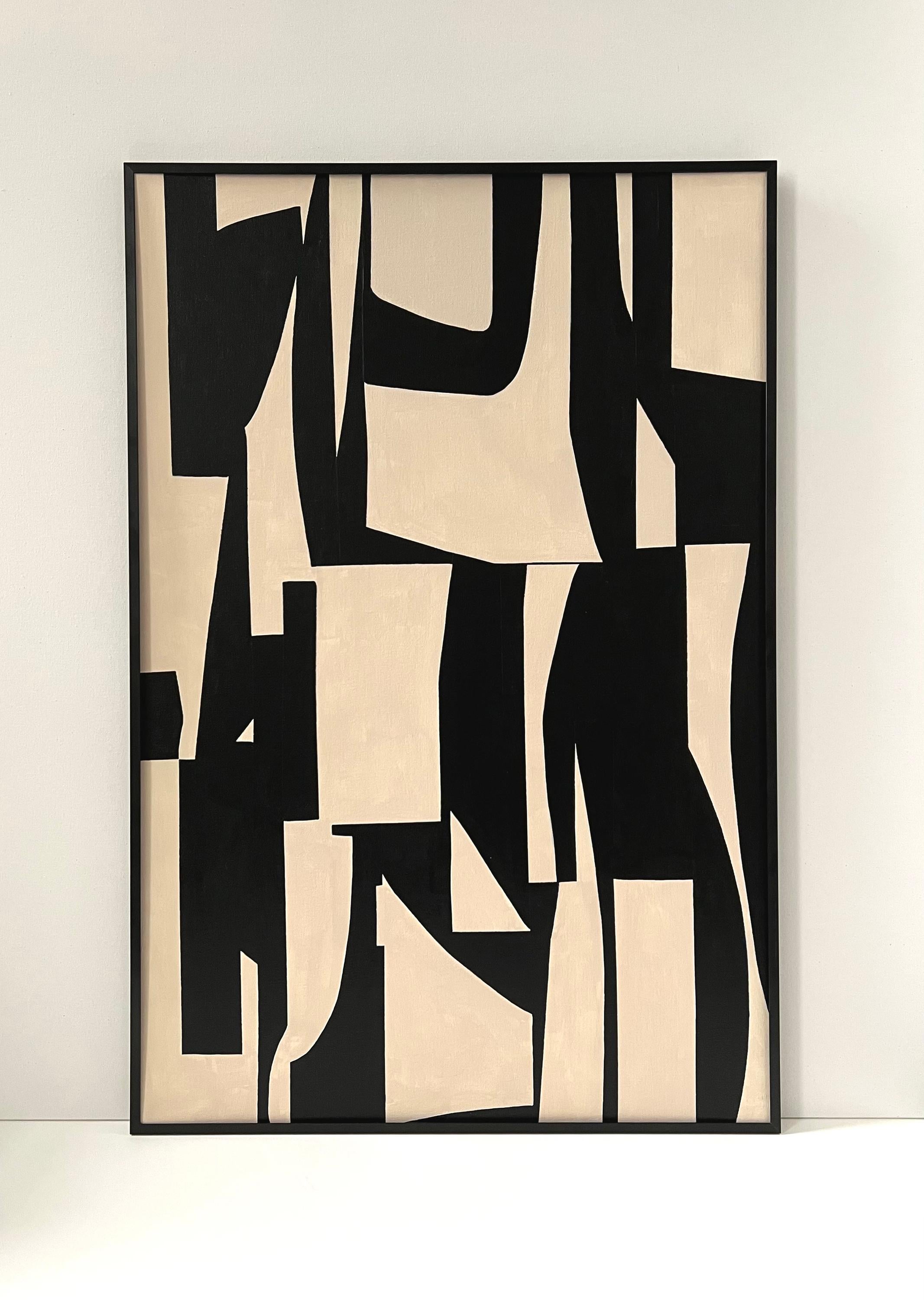 Abstraktes Beige-Schwarzes B51 – Painting von Anna Medvedeva