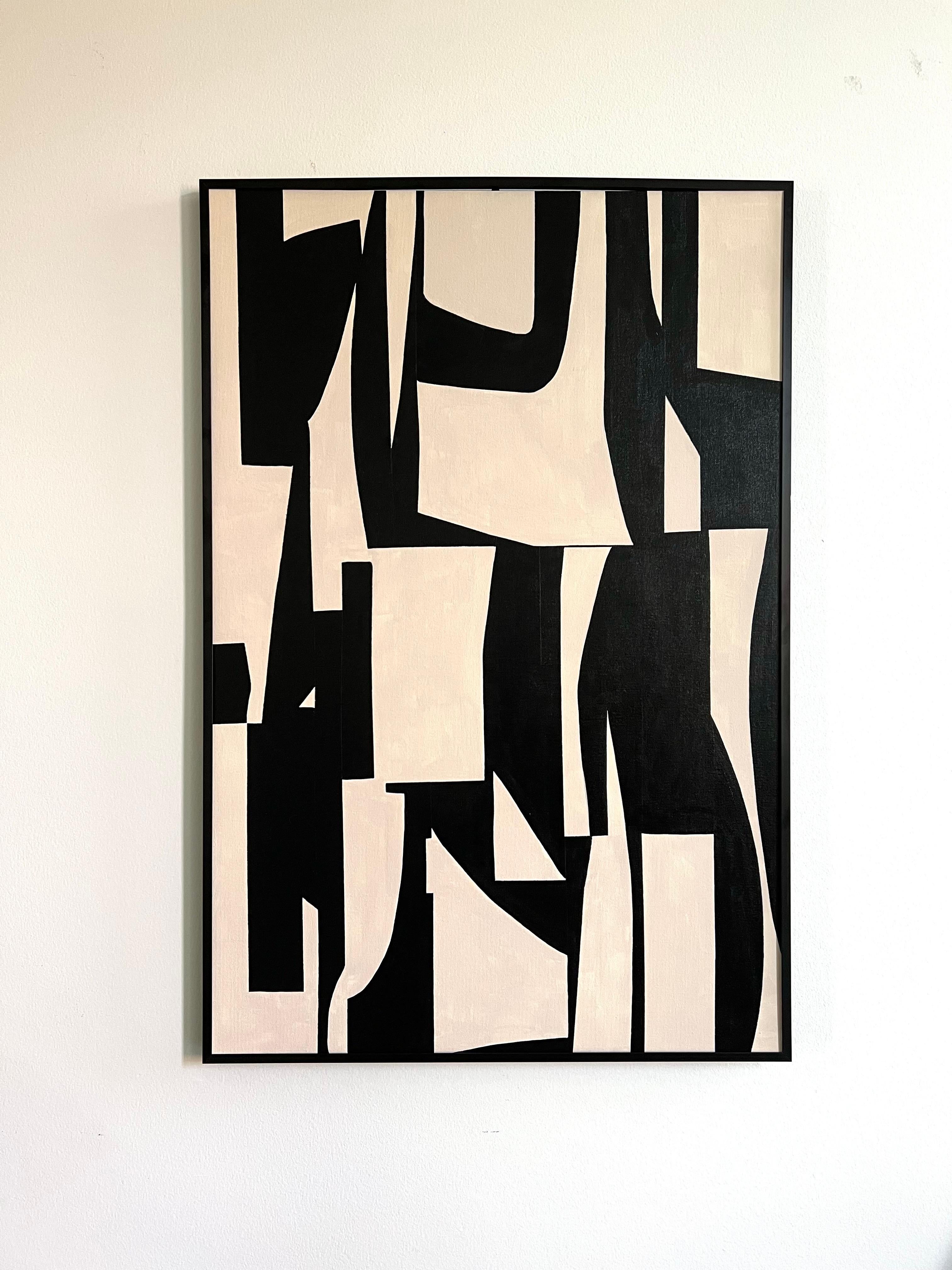 Abstraktes Beige-Schwarzes B51 (Weiß), Abstract Painting, von Anna Medvedeva