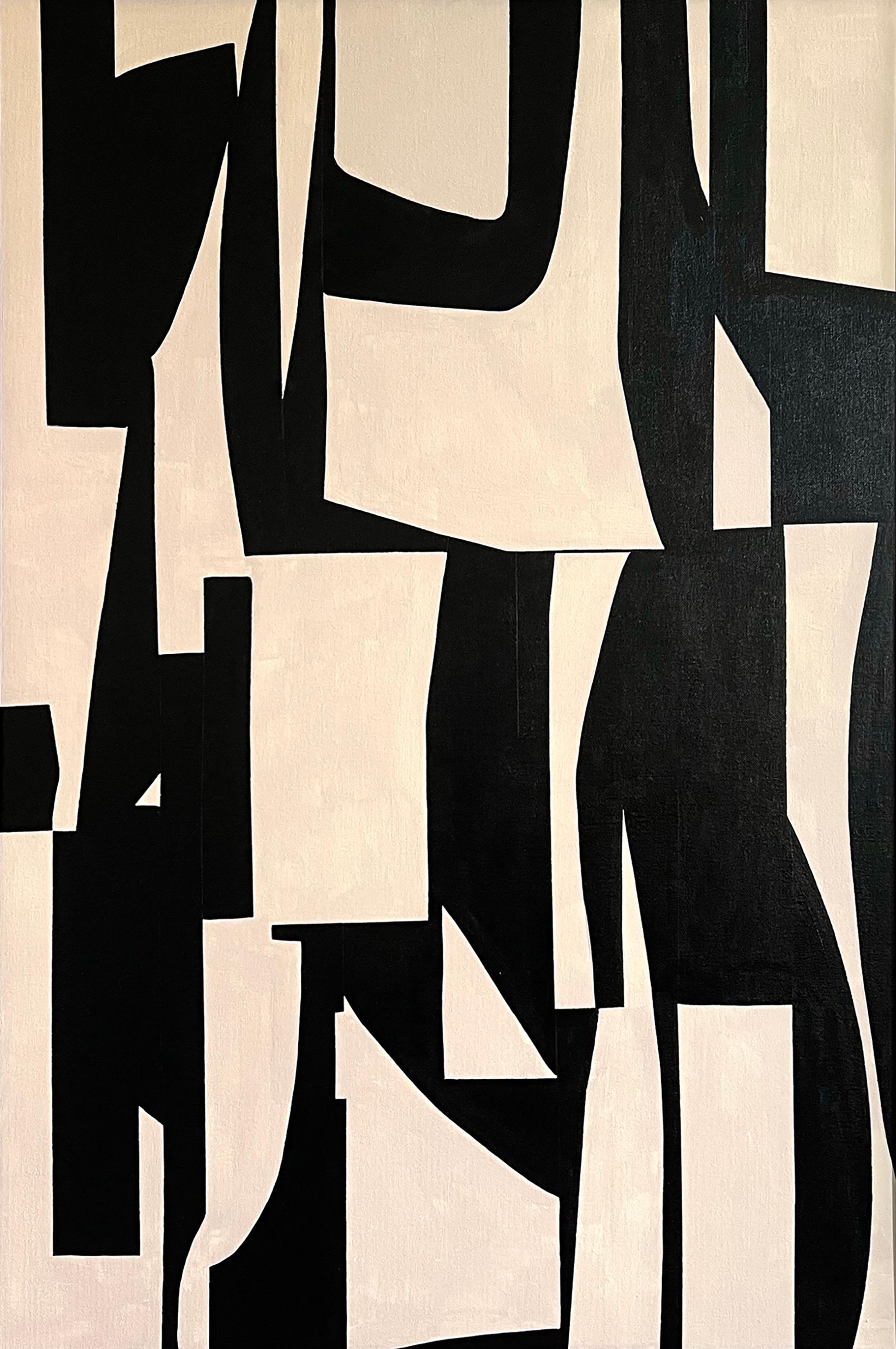Anna Medvedeva Abstract Painting – Abstraktes Beige-Schwarzes B51