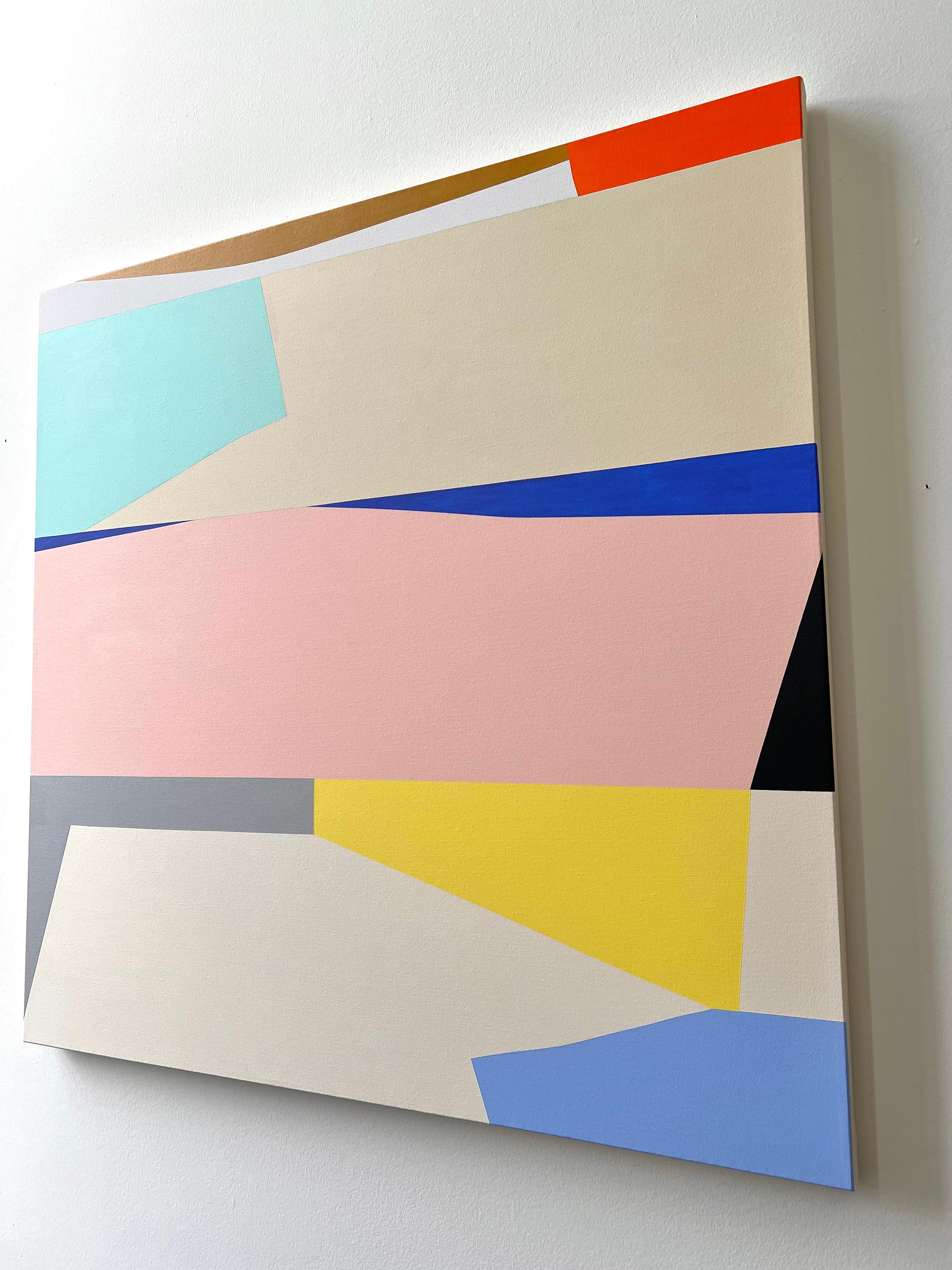 Color waves - Beige Abstract Painting by Anna Medvedeva