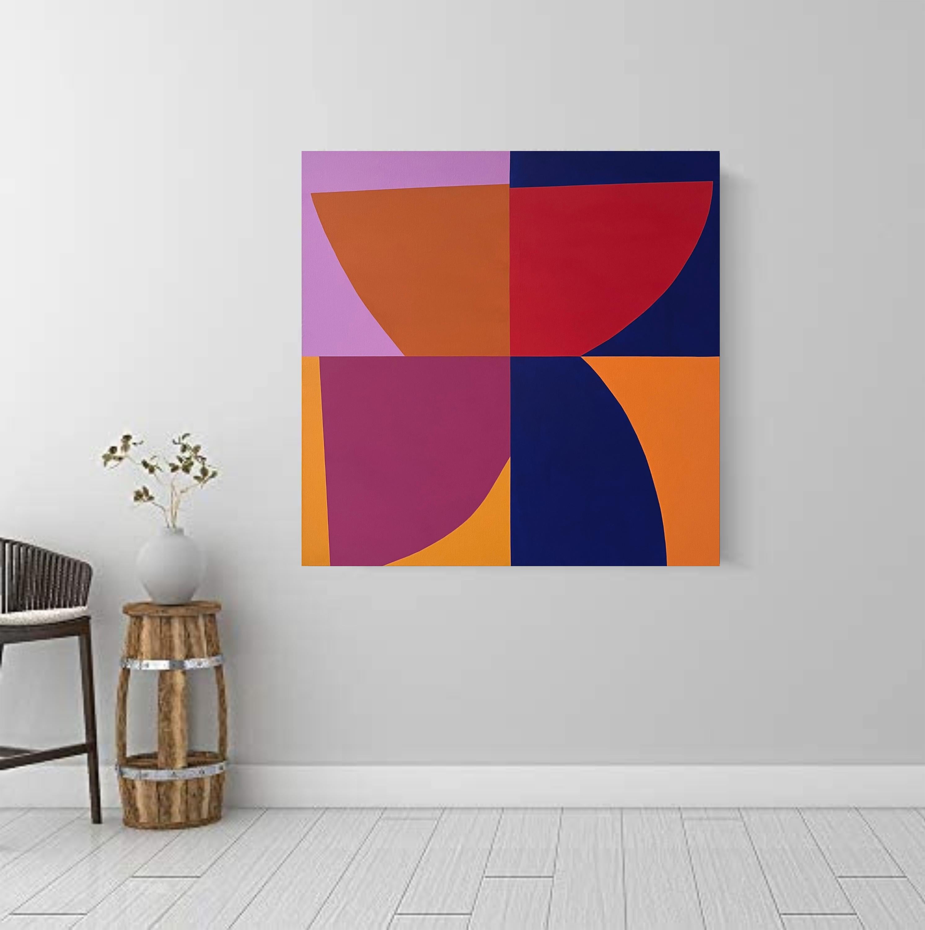 This abstract painting from new Series “Power of Colors” is inspired by minimalism, modern art and hard edge.
This work is signed, dated and tilted by Artist on the back. The sides are painted, so additional framing is not necessary.
This work will