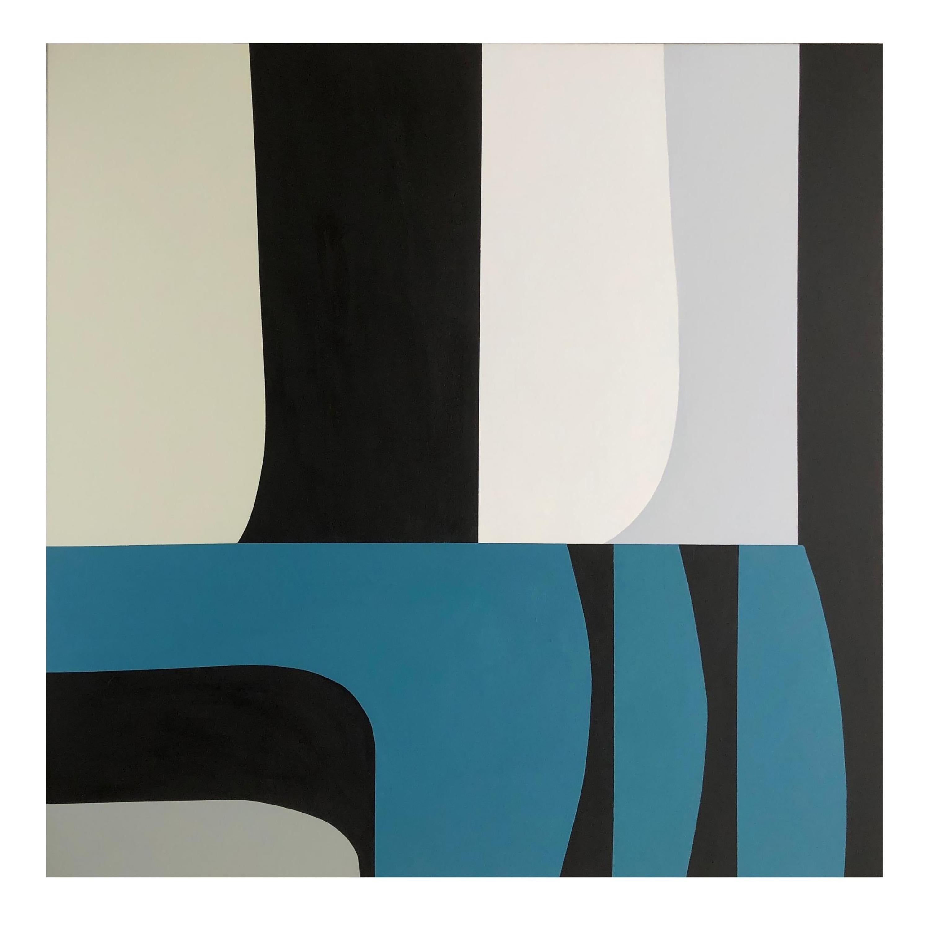 Anna Medvedeva Abstract Painting - Dark shade of Blue, Grey & Black