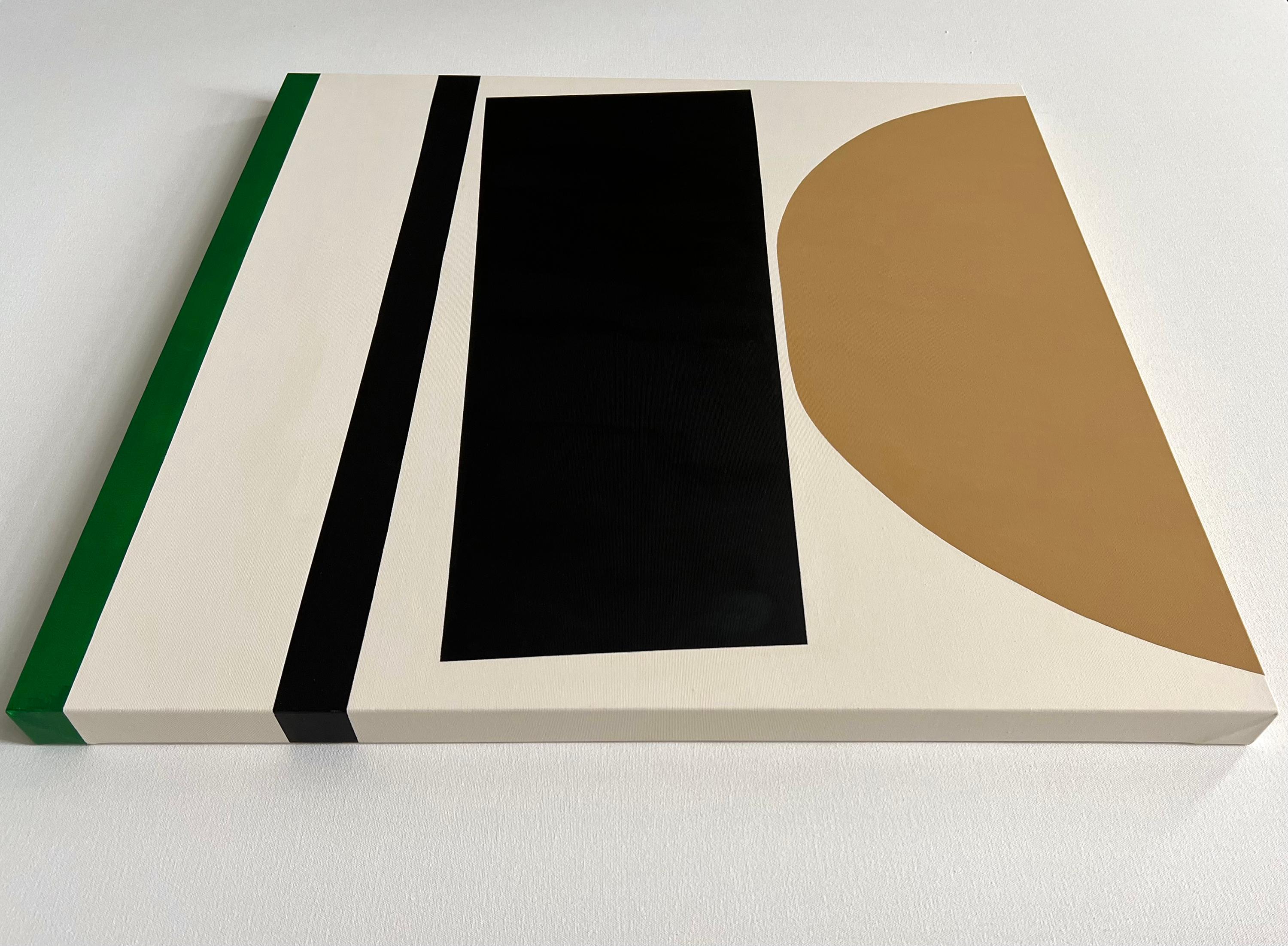 This abstract painting from new Series “Geoforms” is inspired by minimalism, modern art and hard edge.
Work is signed, dated and tilted by Artist on the back.
This work will be shipped in a box. The sides are painted, so additional framing is not
