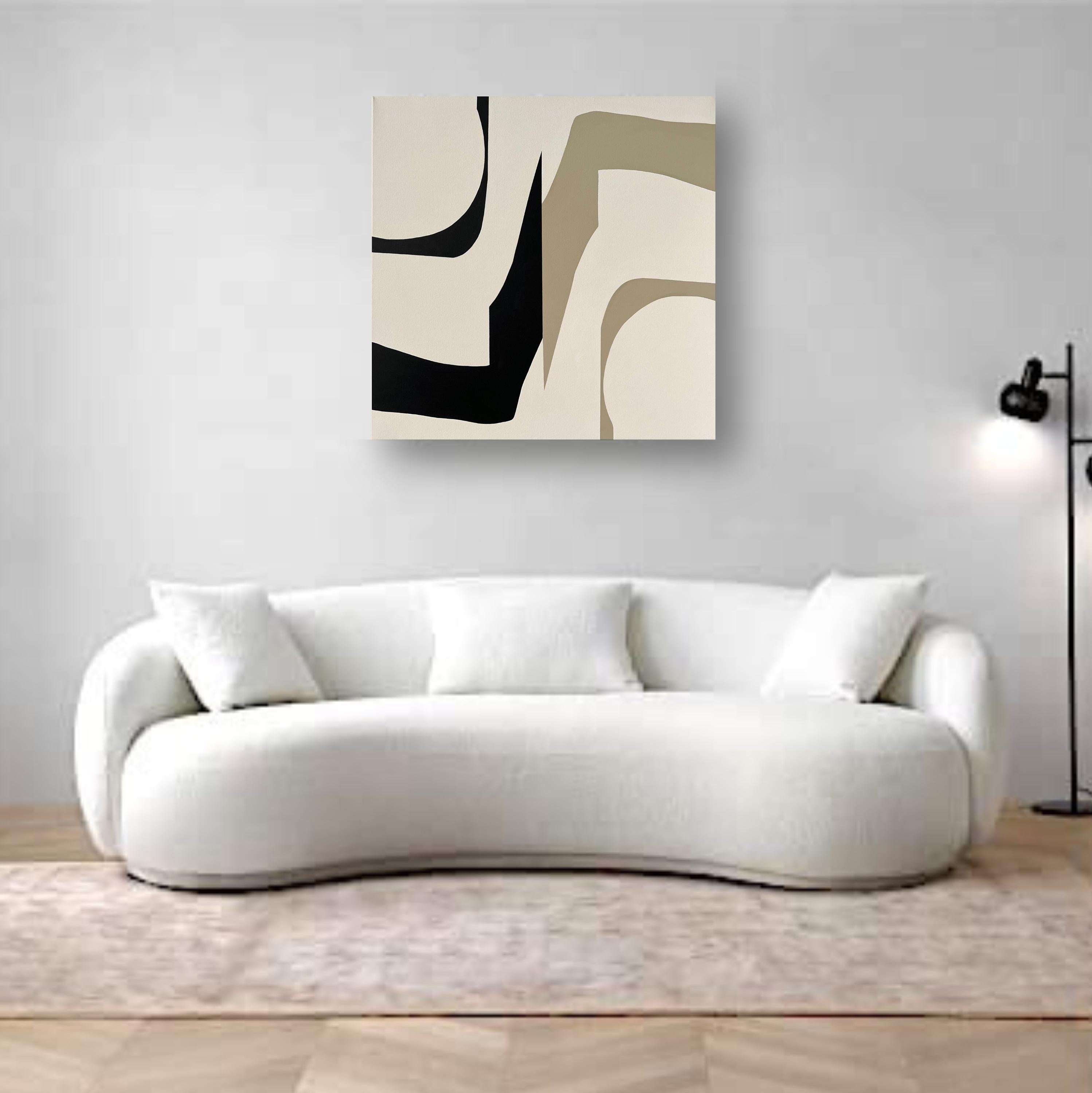 Geoforms 60 - Beige Abstract Painting by Anna Medvedeva
