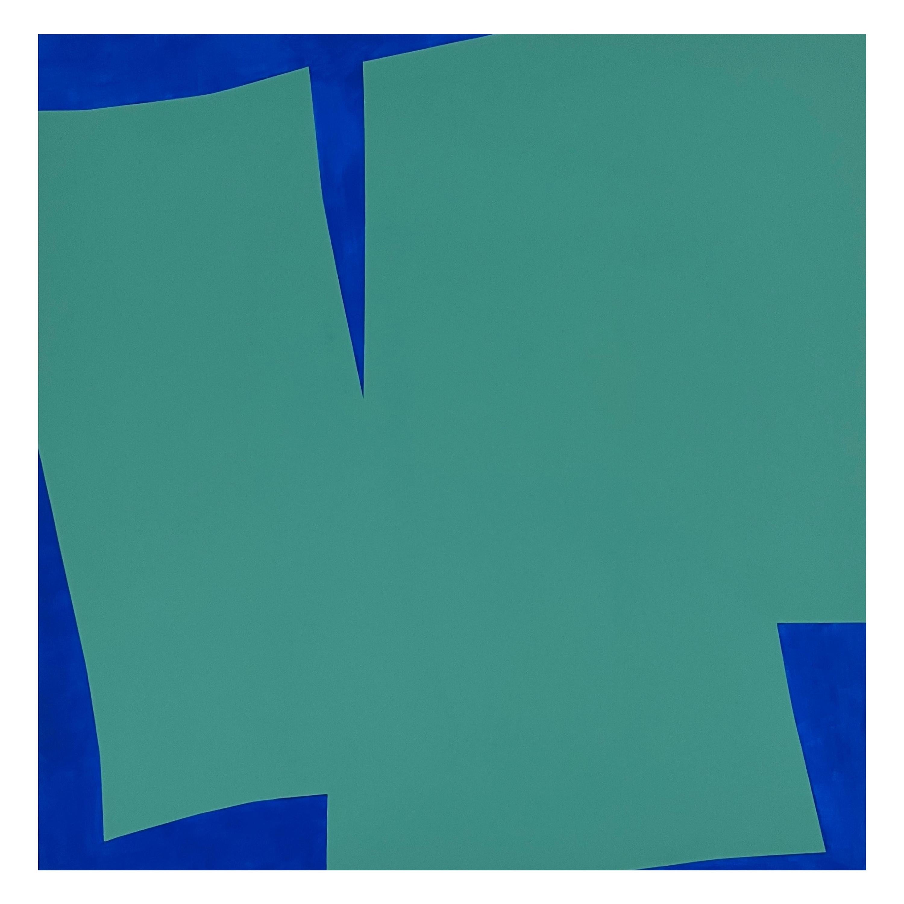 Anna Medvedeva Abstract Painting - Geoforms Green & Blue