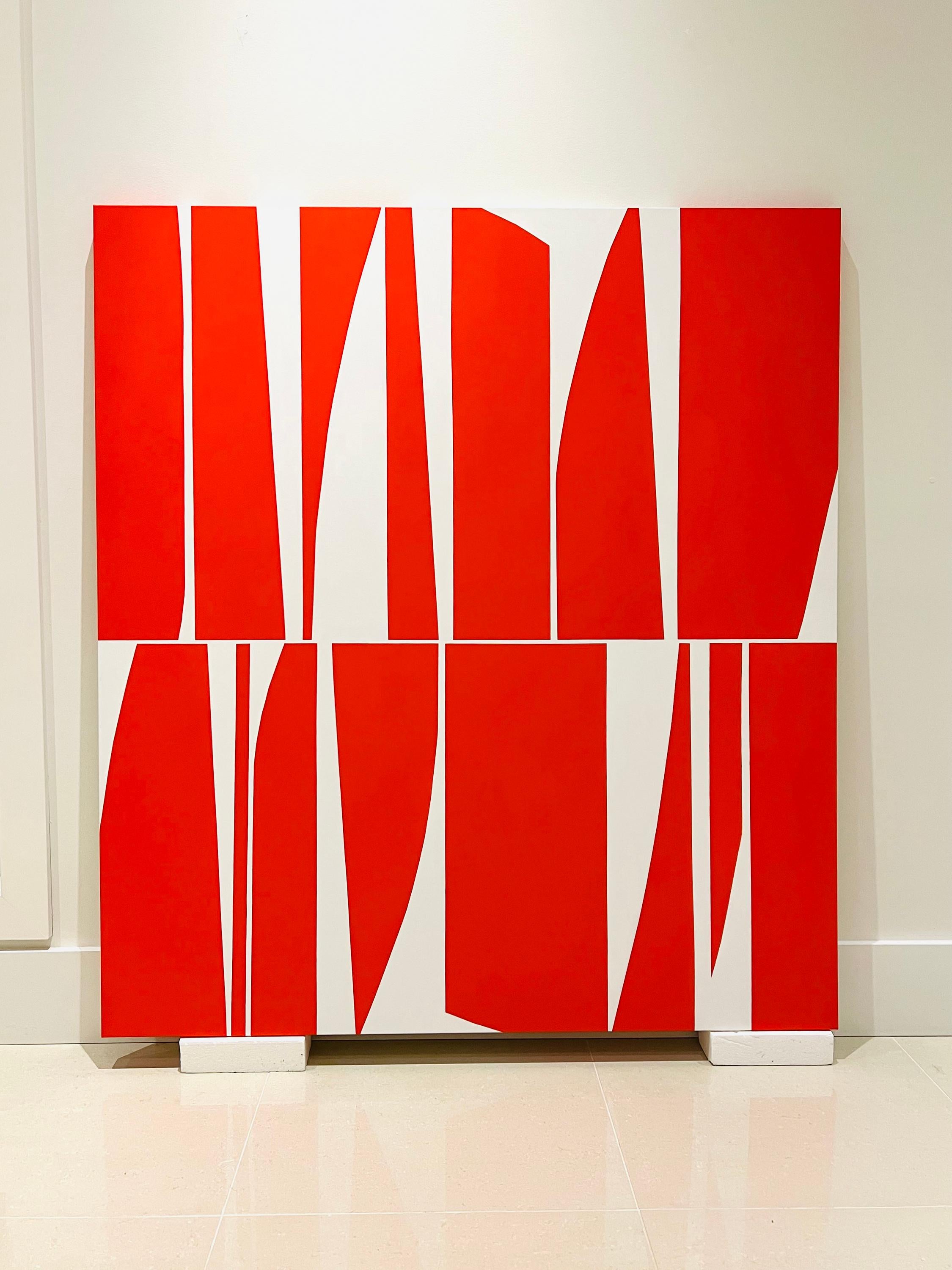 Geoforms Red & White - Painting by Anna Medvedeva