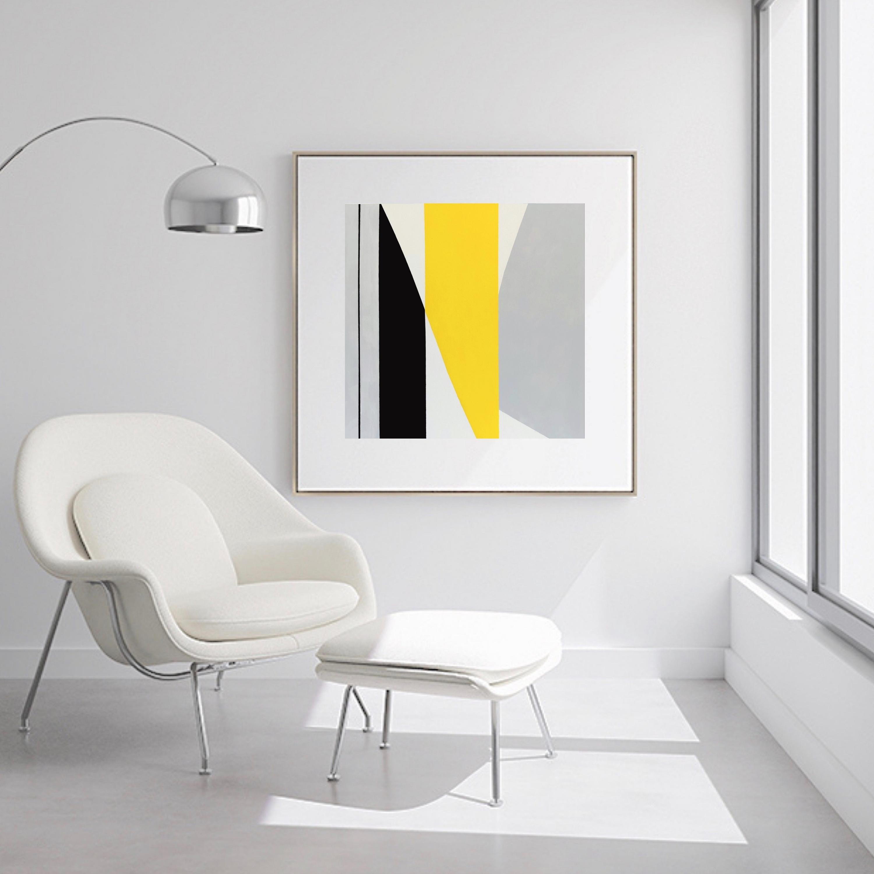 Geoforms Yellow Grey & Black - Abstract Painting by Anna Medvedeva