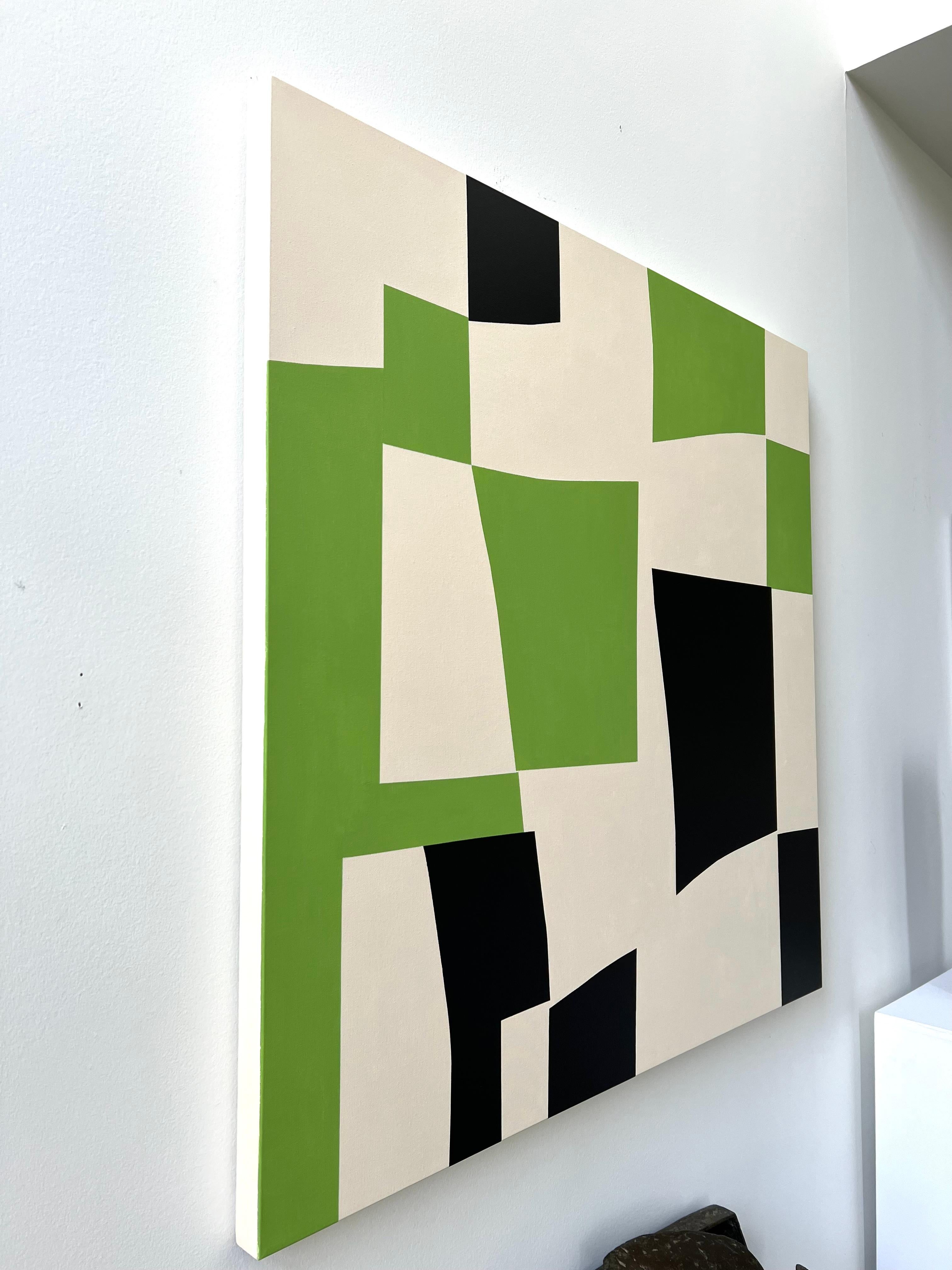 Verde, negro y beige - Abstract Painting Beige de Anna Medvedeva